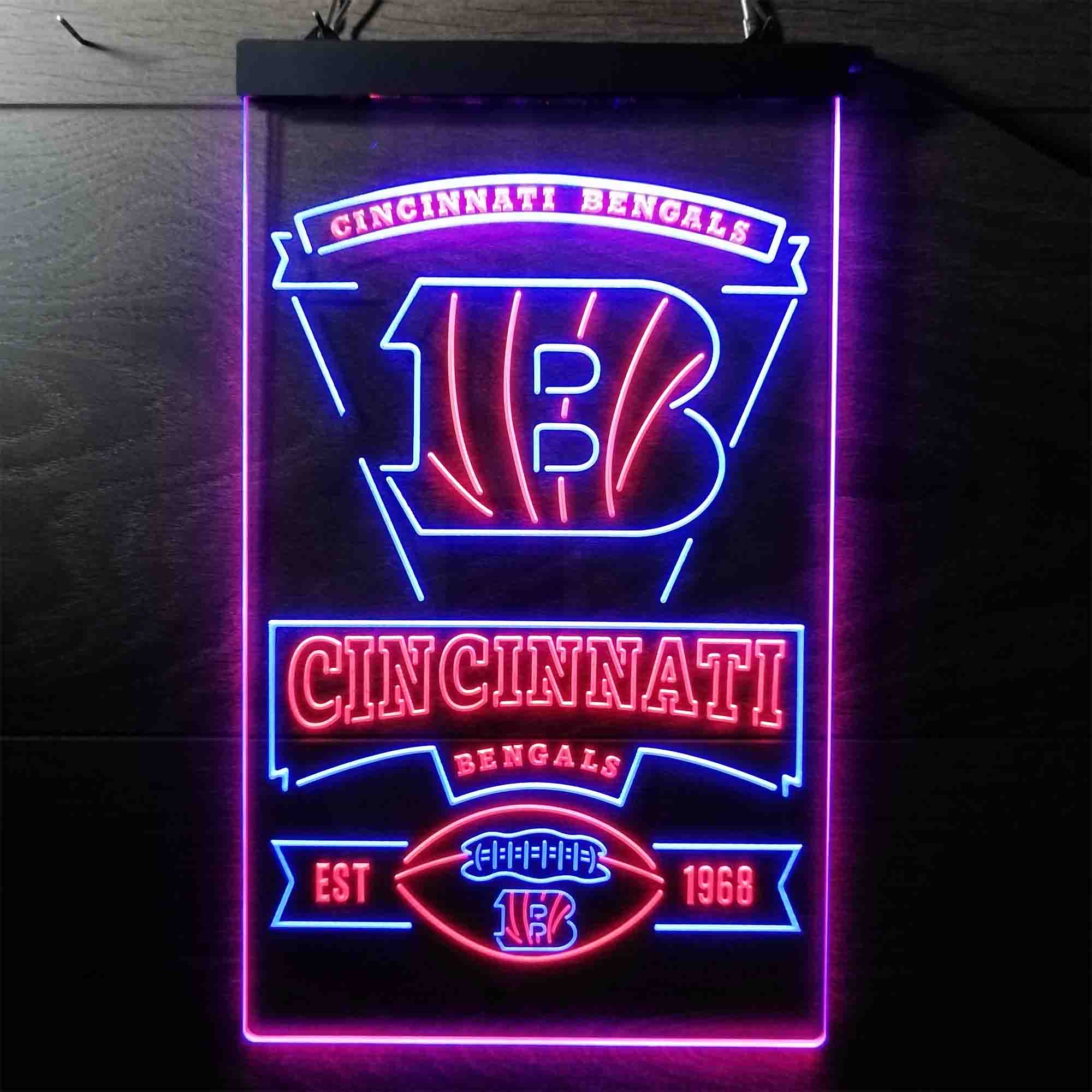 Cincinnati Bengals Est. 1968 Neon-Like Led Light Sign