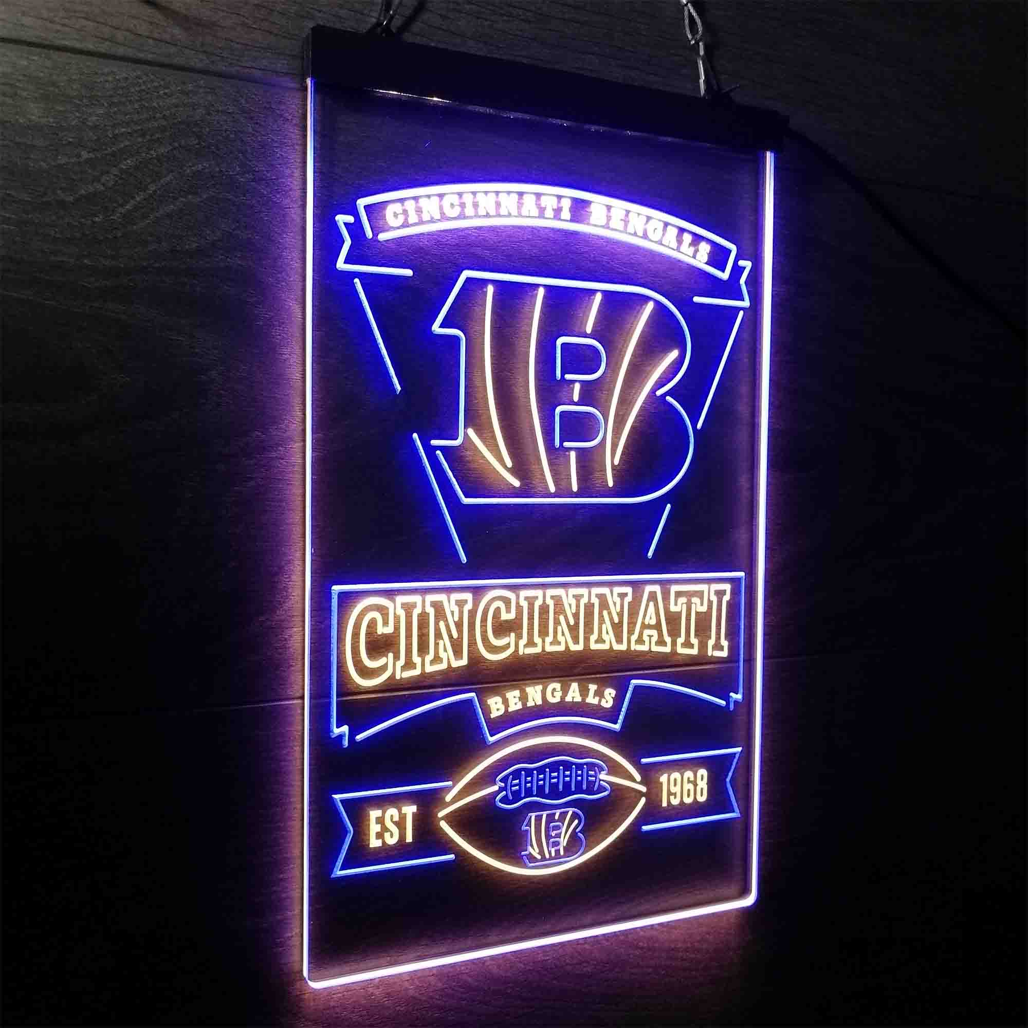 Cincinnati Bengals Est. 1968 Neon-Like Led Light Sign