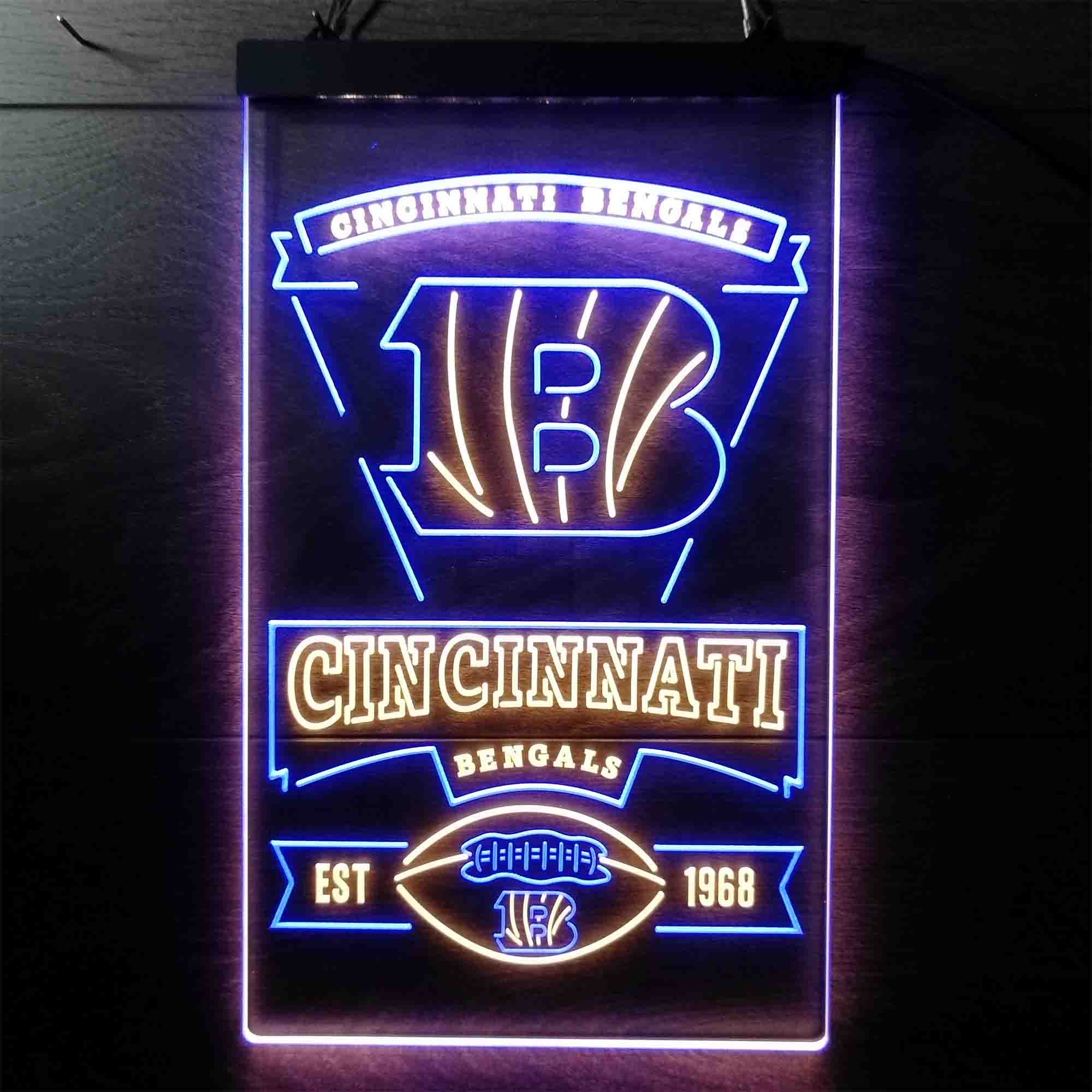 Cincinnati Bengals Est. 1968 Neon-Like Led Light Sign