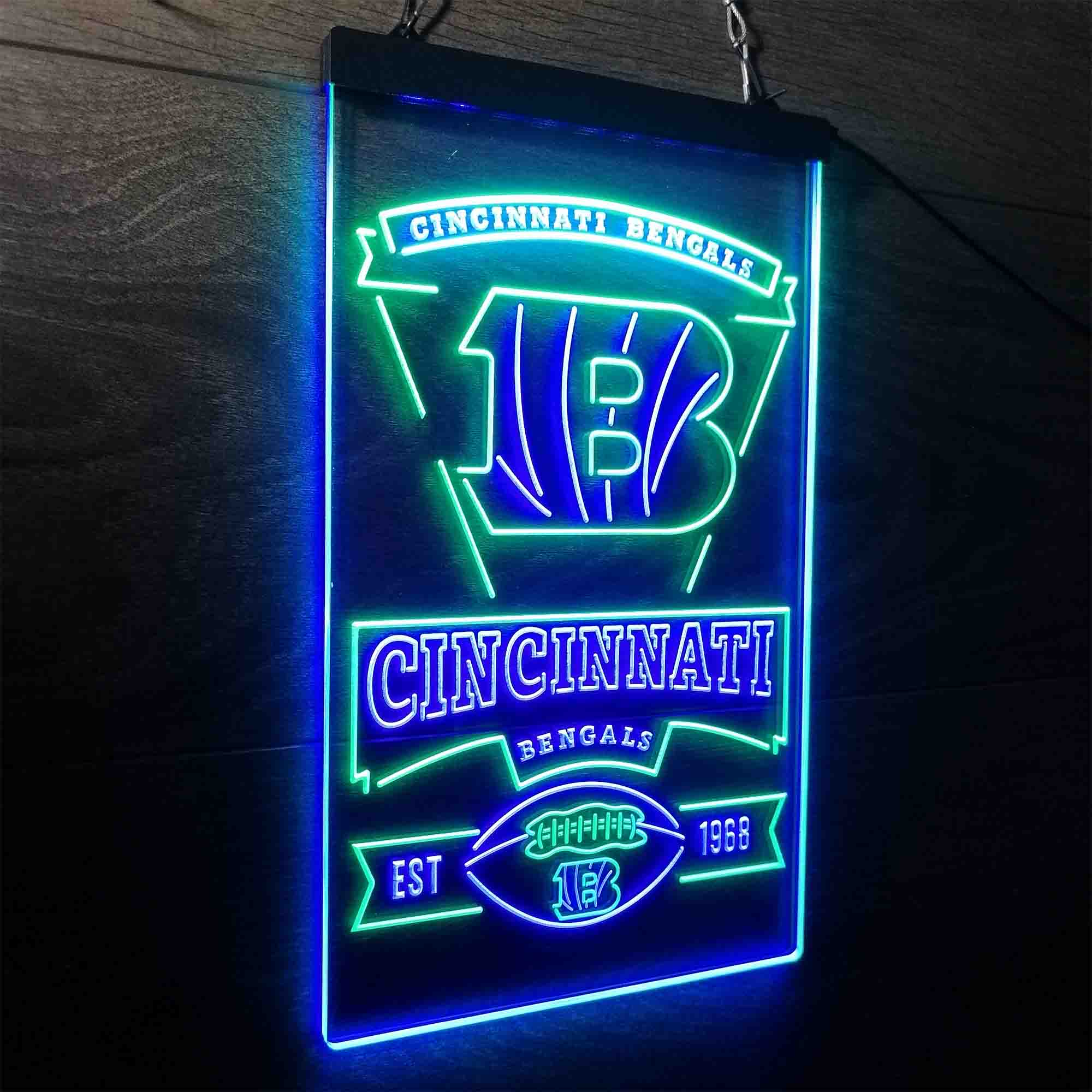 Cincinnati Bengals Est. 1968 Neon-Like Led Light Sign