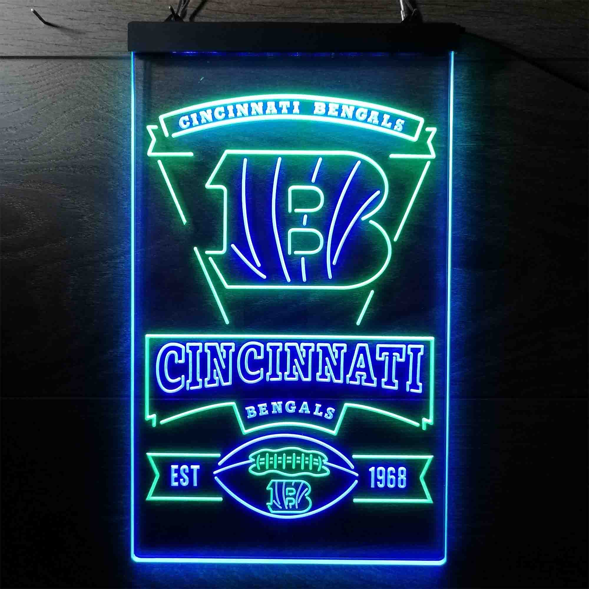 Cincinnati Bengals Est. 1968 Neon-Like Led Light Sign