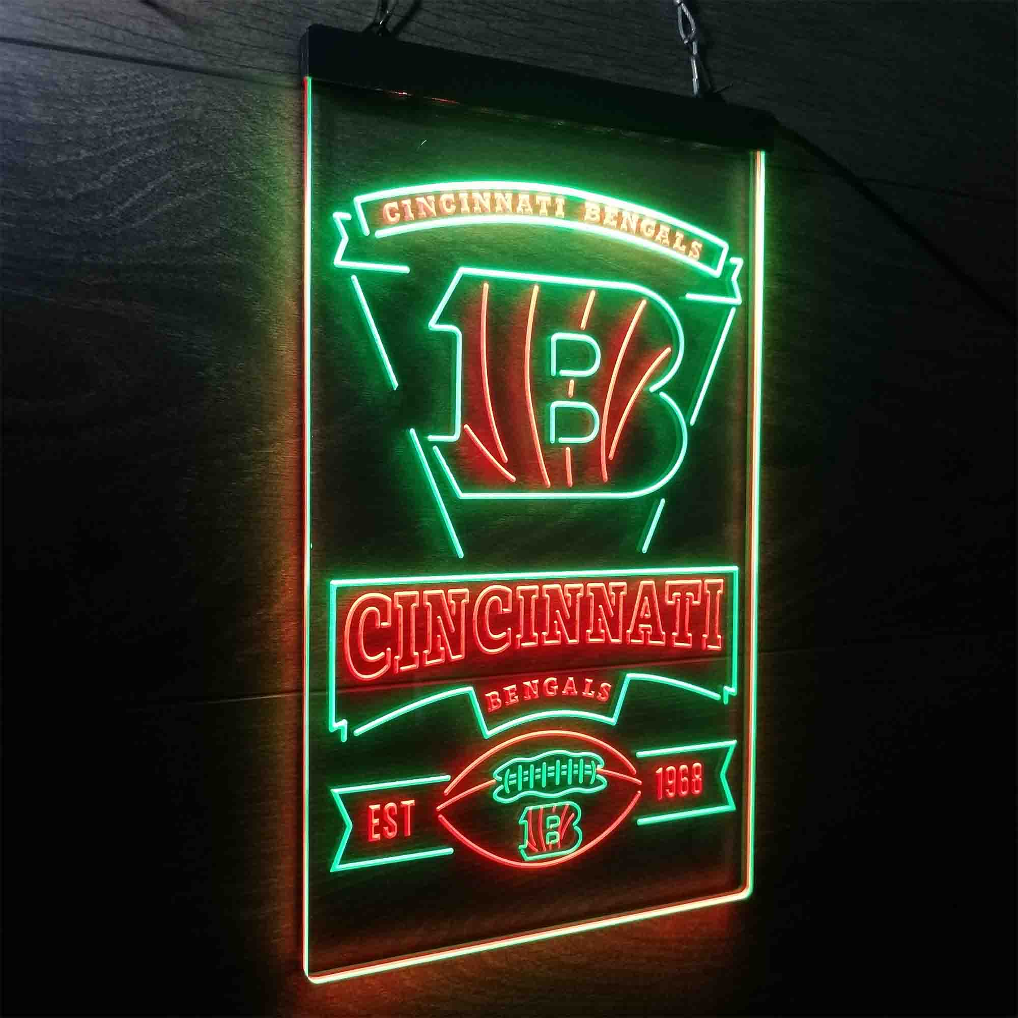 Cincinnati Bengals Est. 1968 Neon-Like Led Light Sign