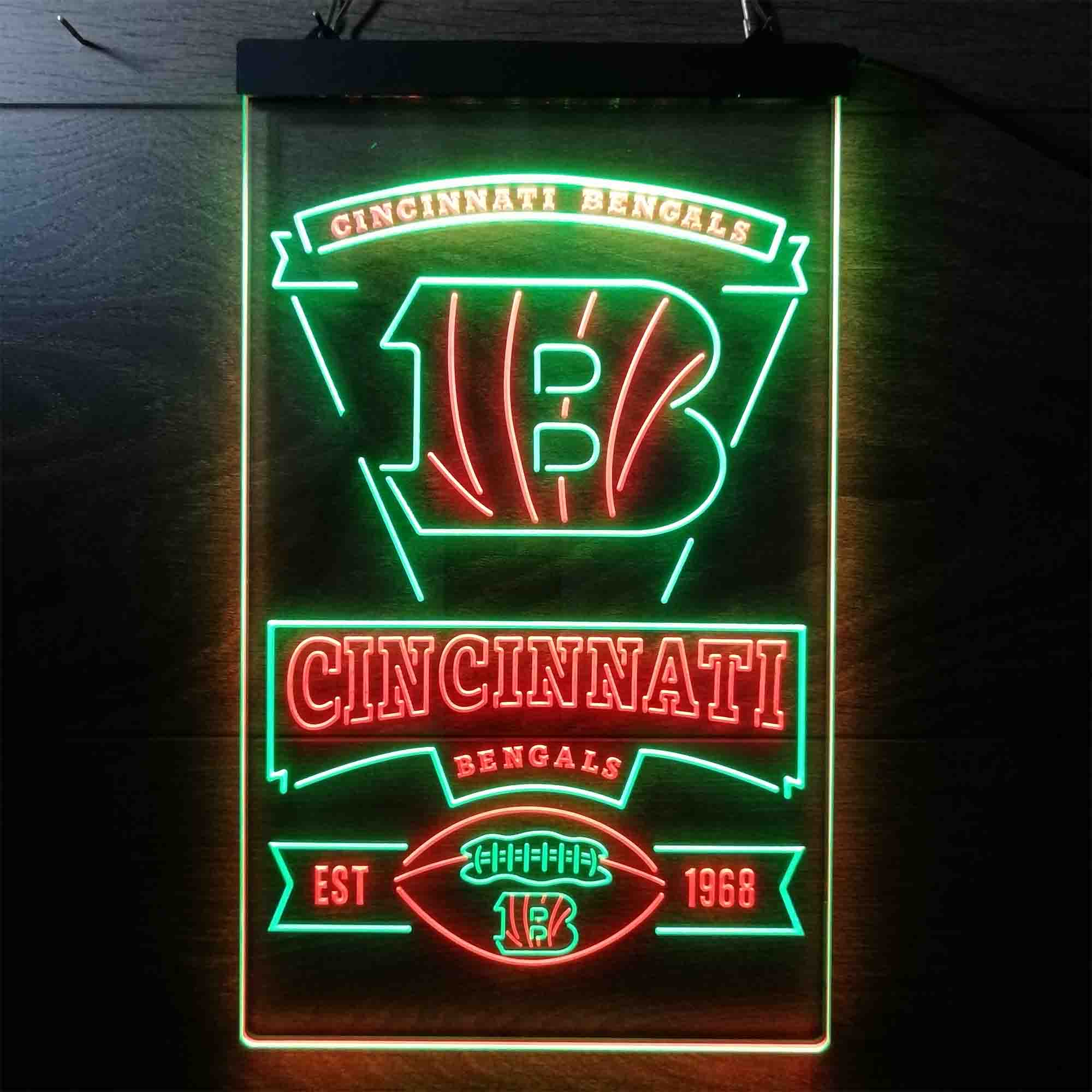 Cincinnati Bengals Est. 1968 Neon-Like Led Light Sign