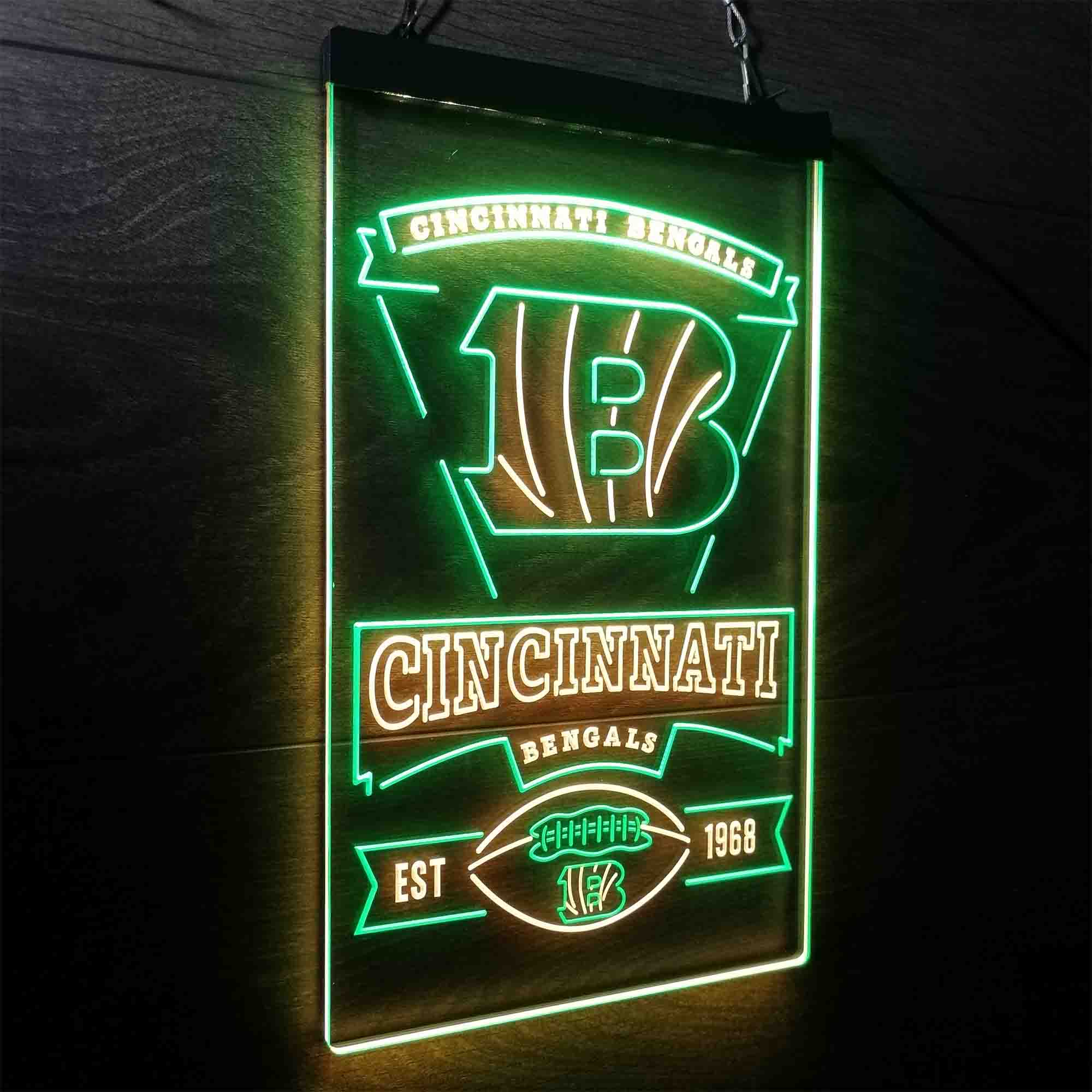 Cincinnati Bengals Est. 1968 Neon-Like Led Light Sign