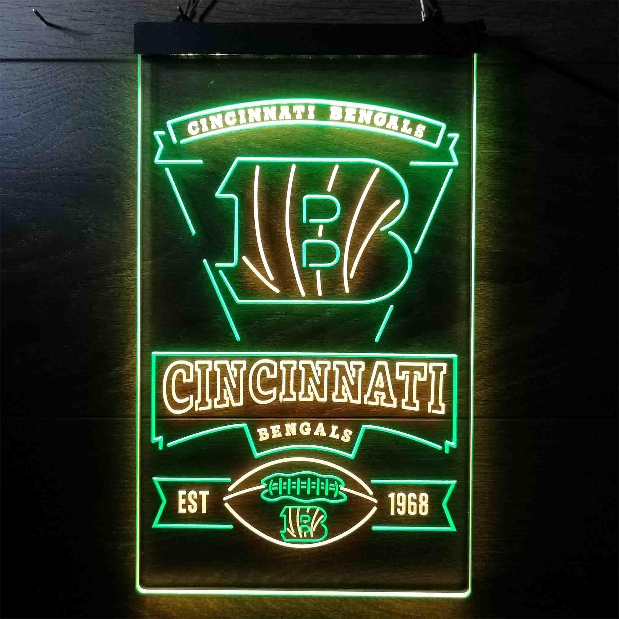 Cincinnati Bengals Est. 1968 Neon-Like Led Light Sign