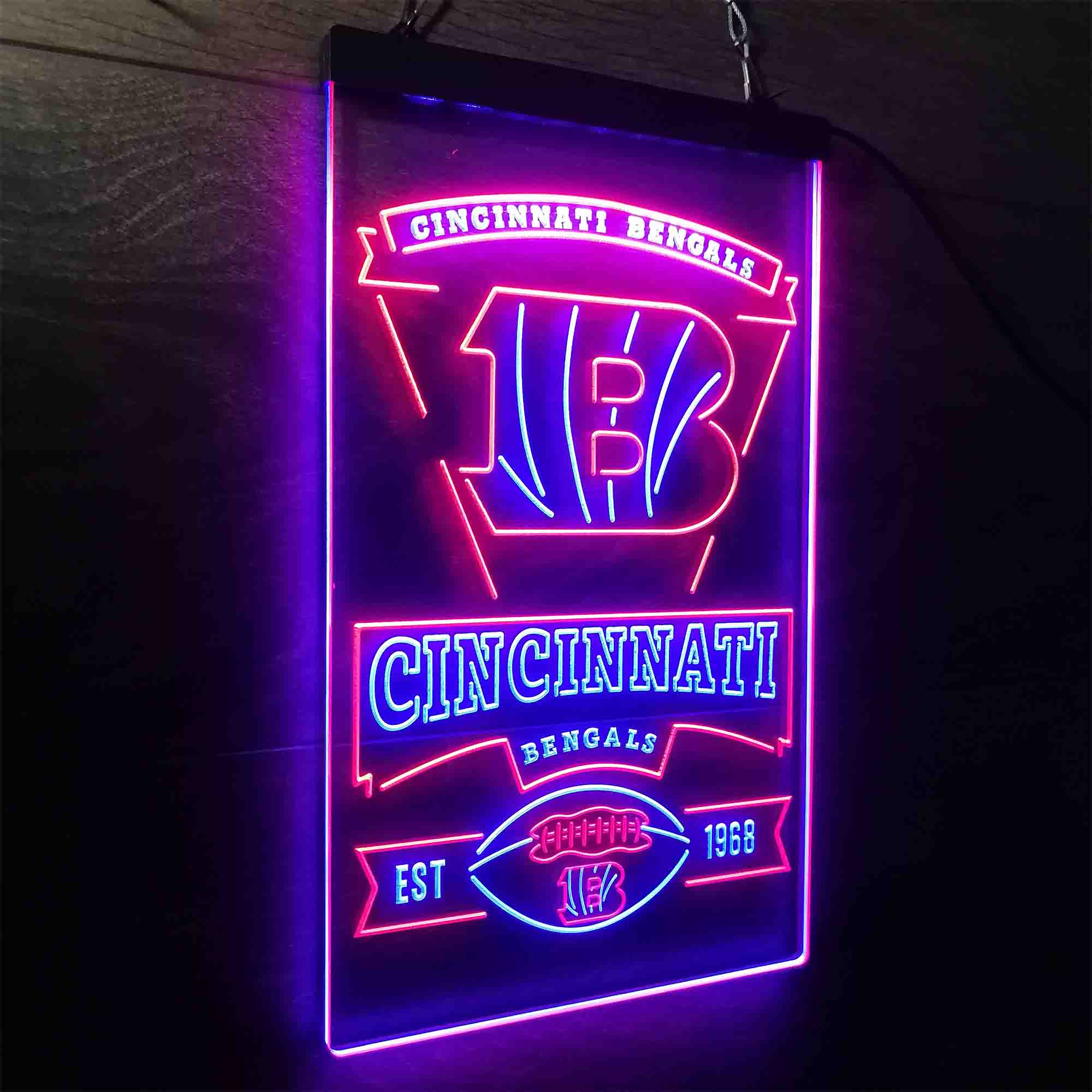 Cincinnati Bengals Est. 1968 Neon-Like Led Light Sign