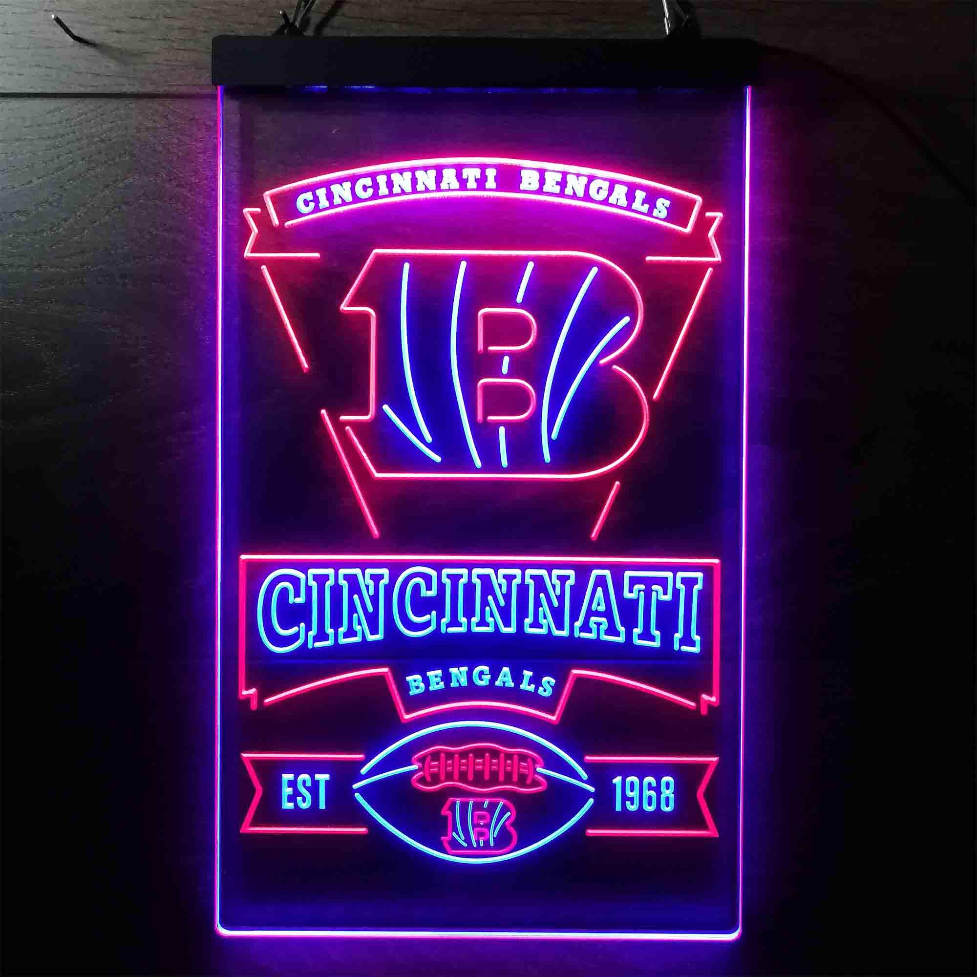 Cincinnati Bengals Est. 1968 Neon-Like Led Light Sign