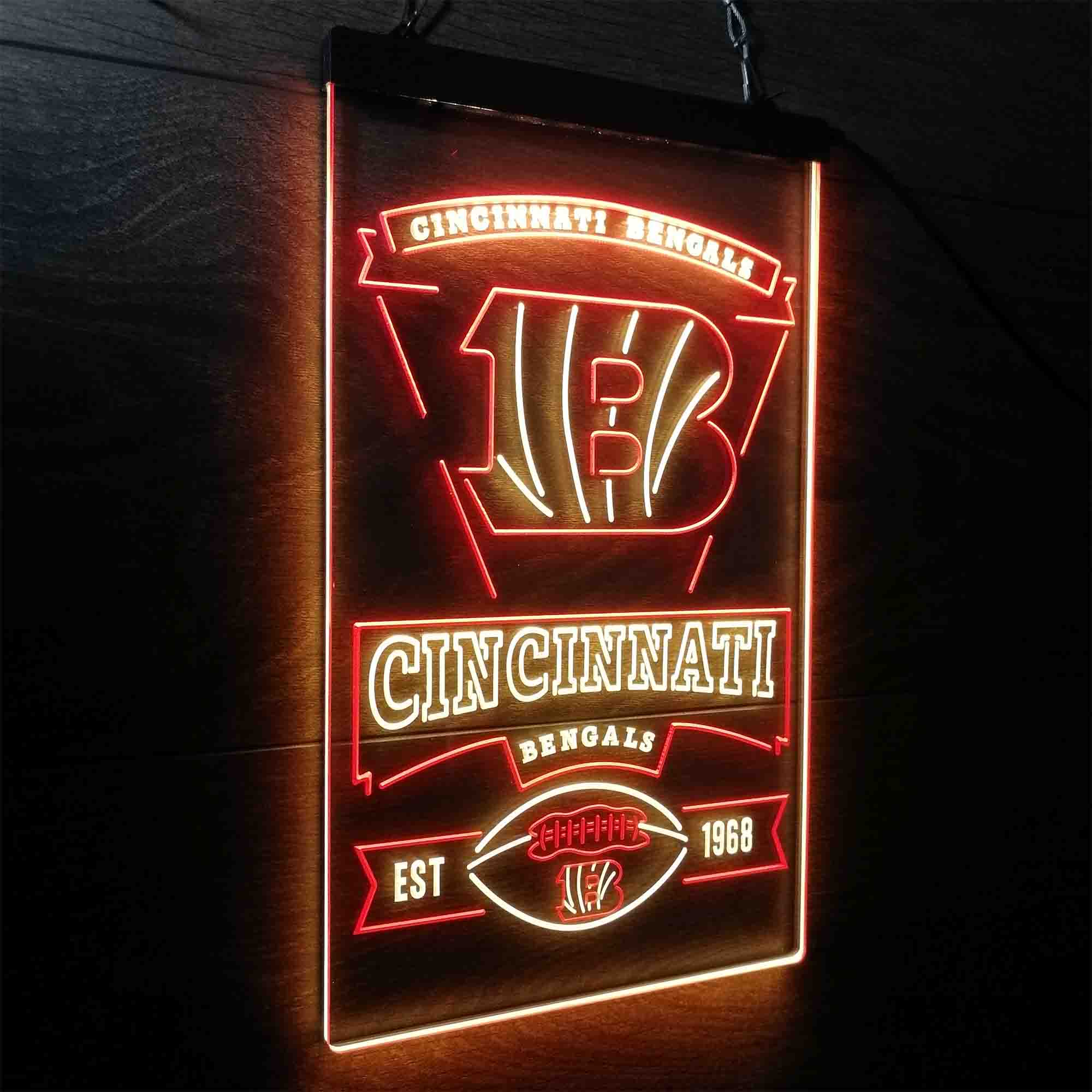 Cincinnati Bengals Est. 1968 Neon-Like Led Light Sign