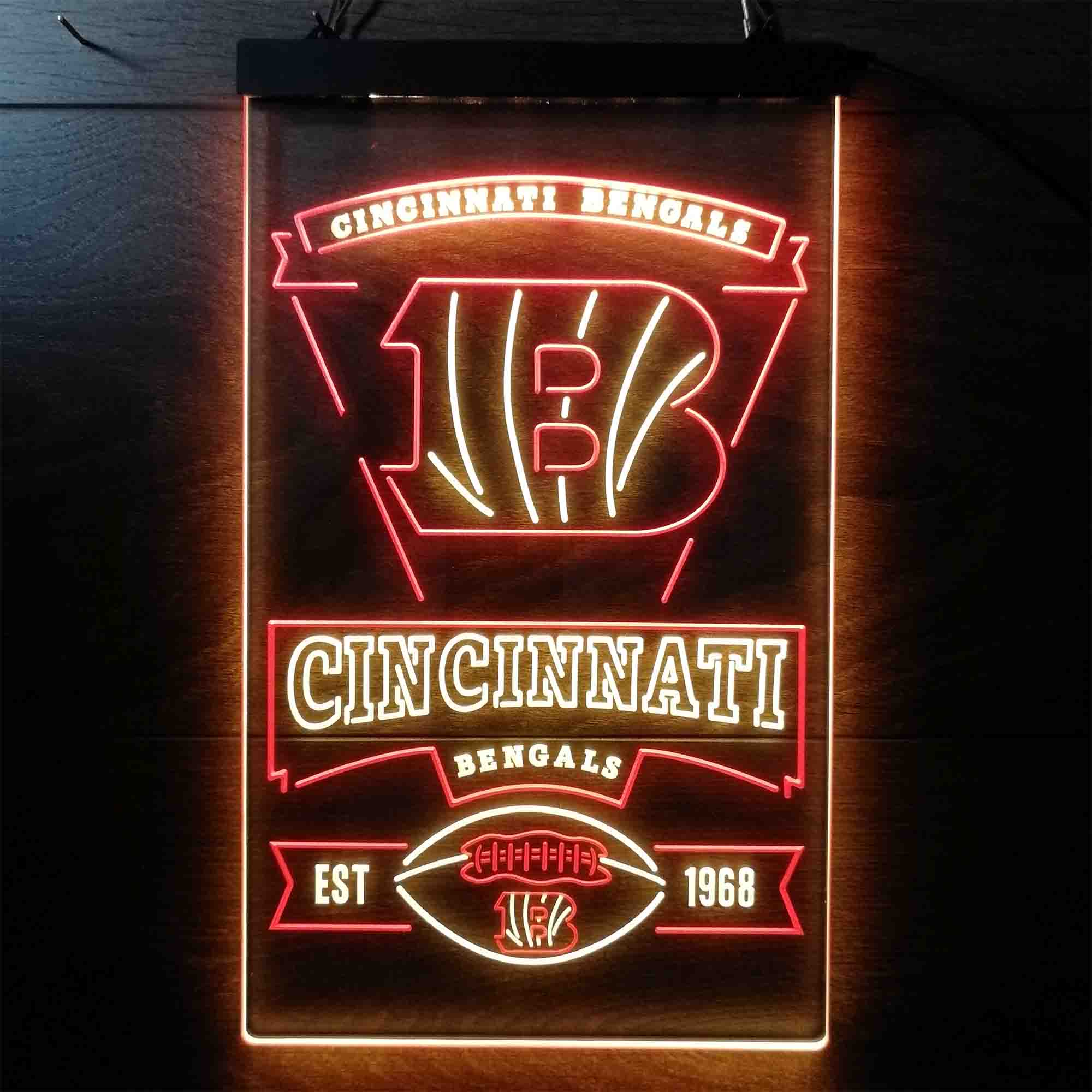 Cincinnati Bengals Est. 1968 Neon-Like Led Light Sign