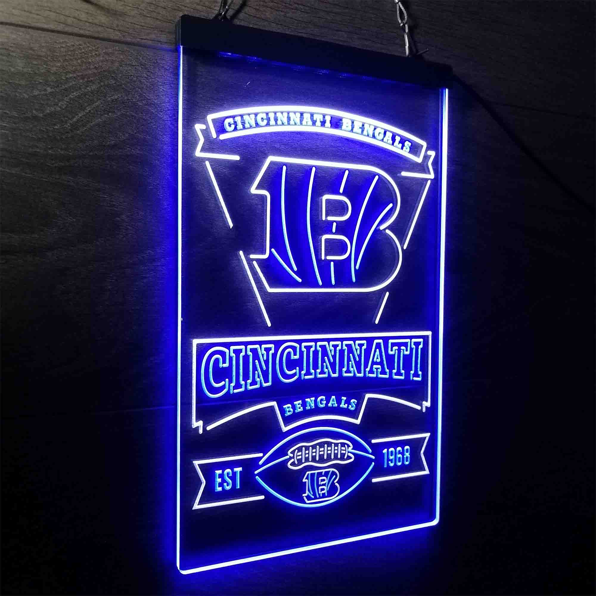 Cincinnati Bengals Est. 1968 Neon-Like Led Light Sign