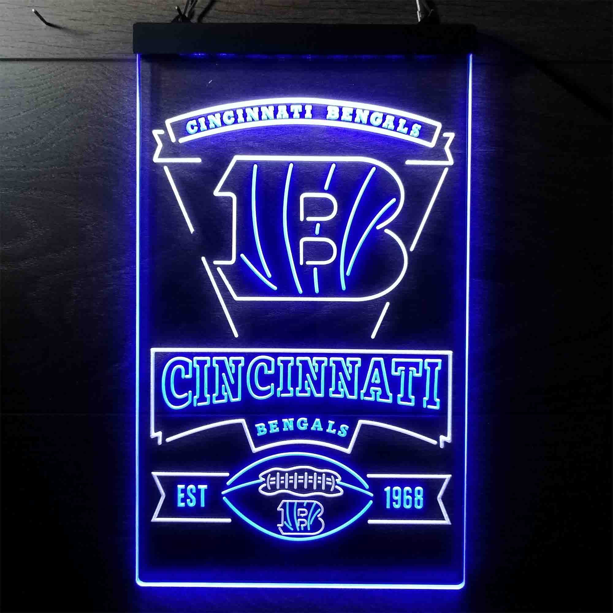 Cincinnati Bengals Est. 1968 Neon-Like LED Sign