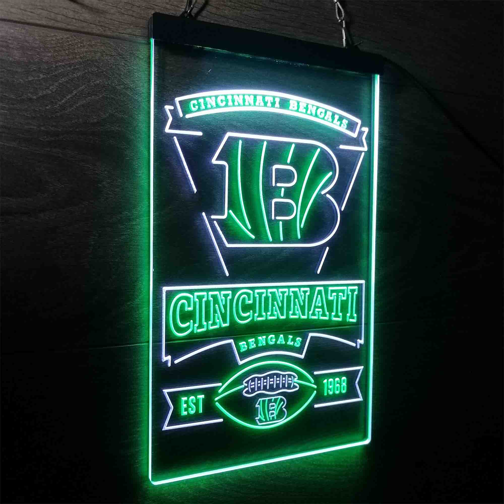 Cincinnati Bengals Est. 1968 Neon-Like Led Light Sign