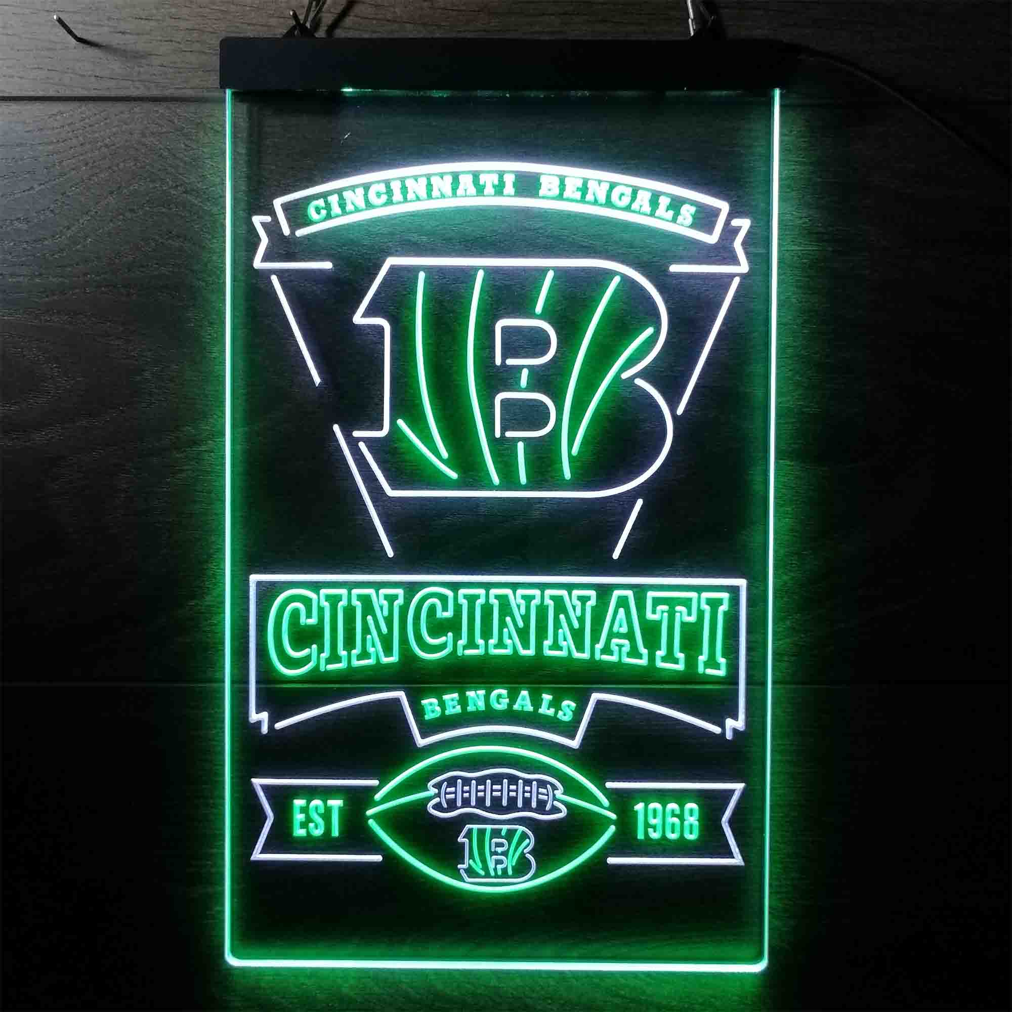 Cincinnati Bengals Est. 1968 Neon-Like Led Light Sign