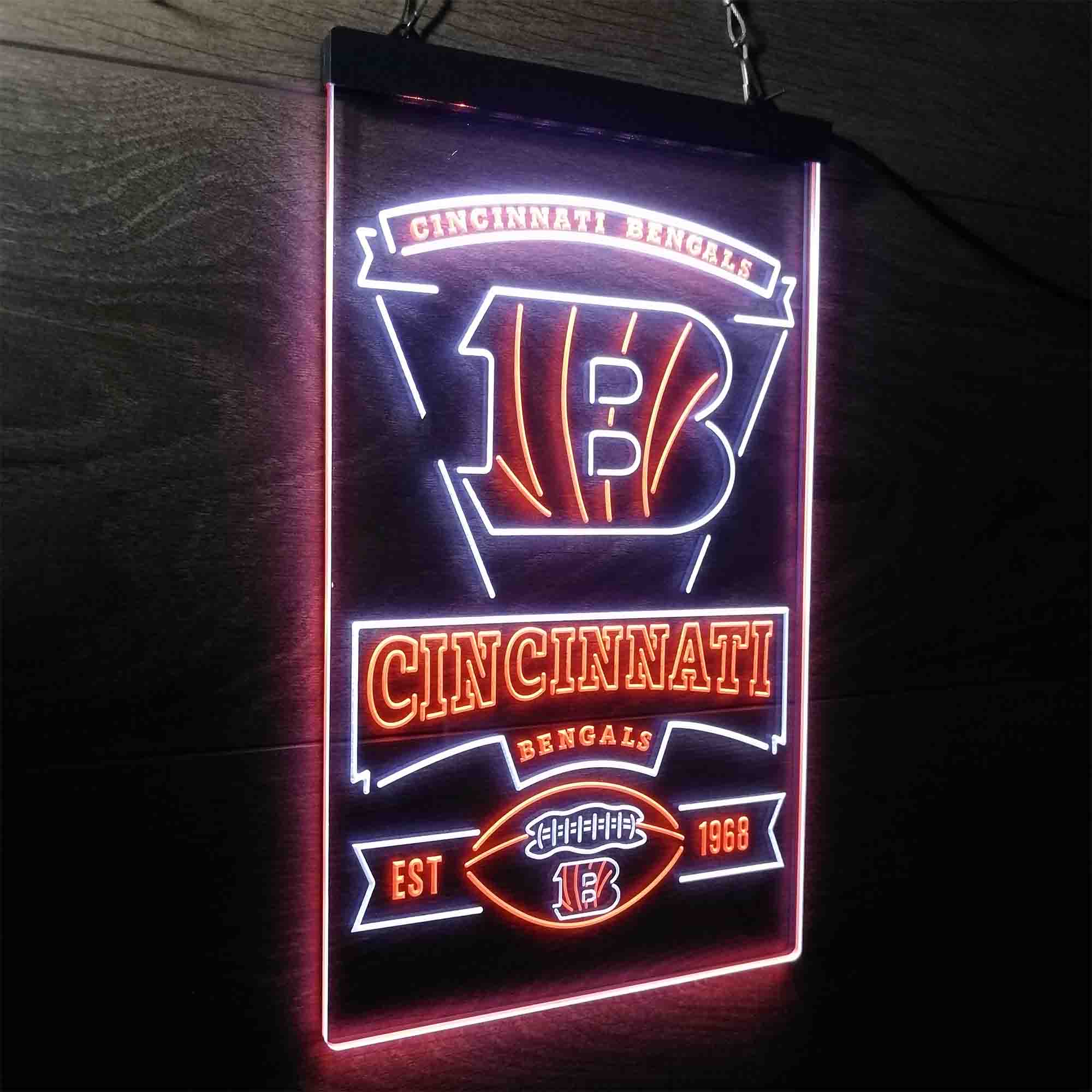 Cincinnati Bengals Est. 1968 Neon-Like Led Light Sign