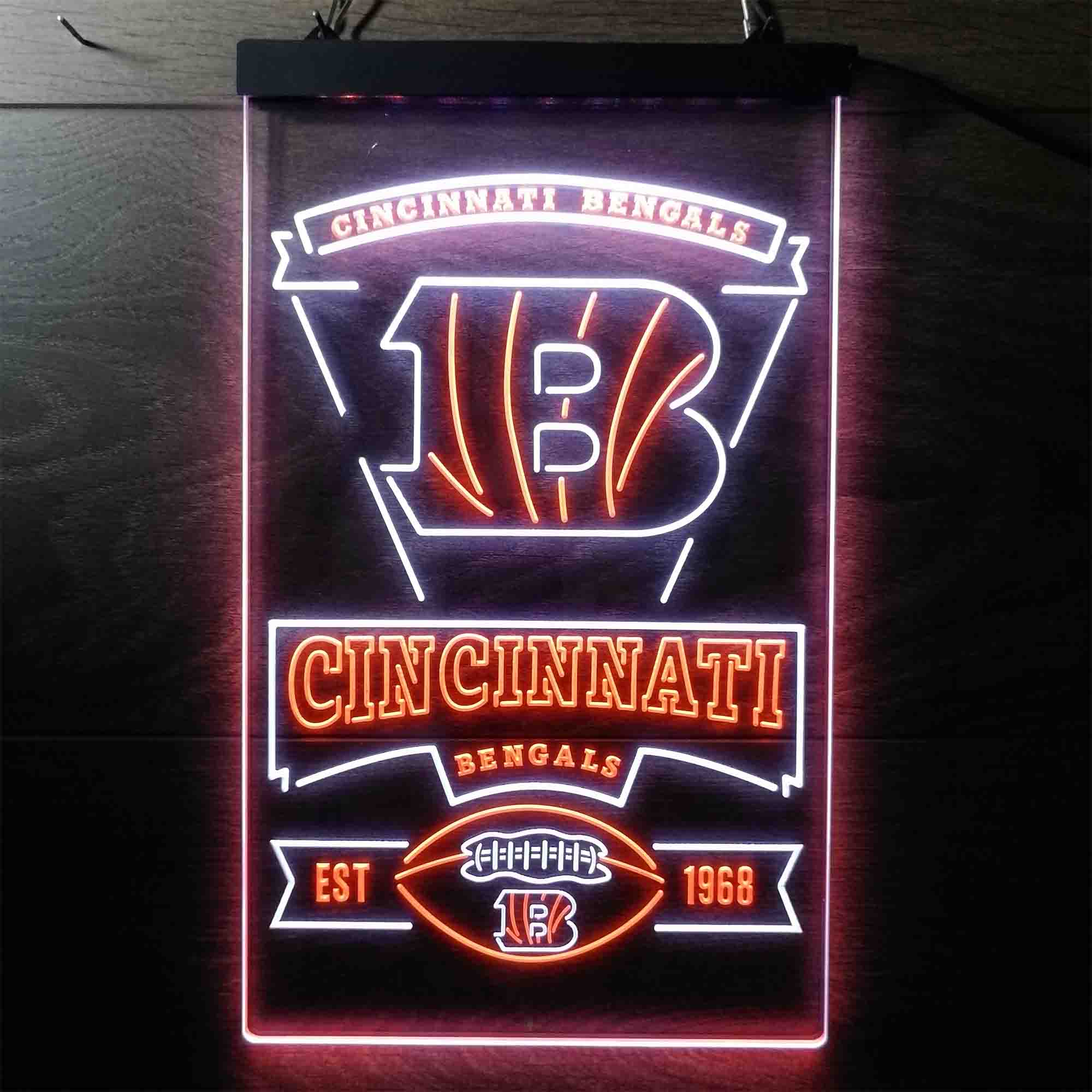 Cincinnati Bengals Est. 1968 Neon-Like Led Light Sign