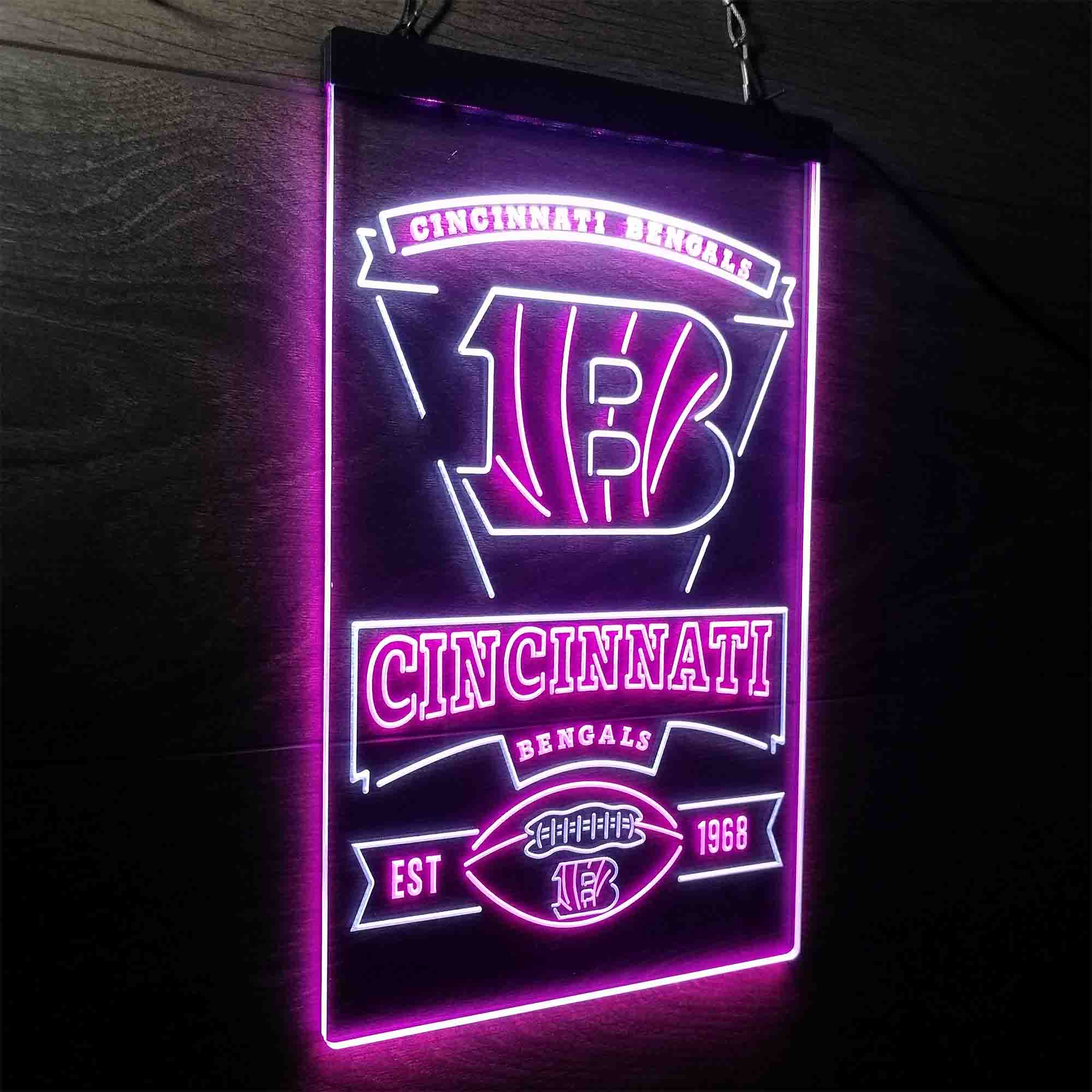 Cincinnati Bengals Est. 1968 Neon-Like Led Light Sign