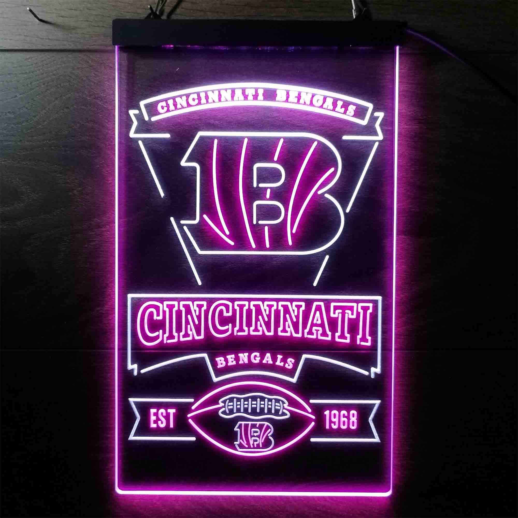 Cincinnati Bengals Est. 1968 Neon-Like Led Light Sign