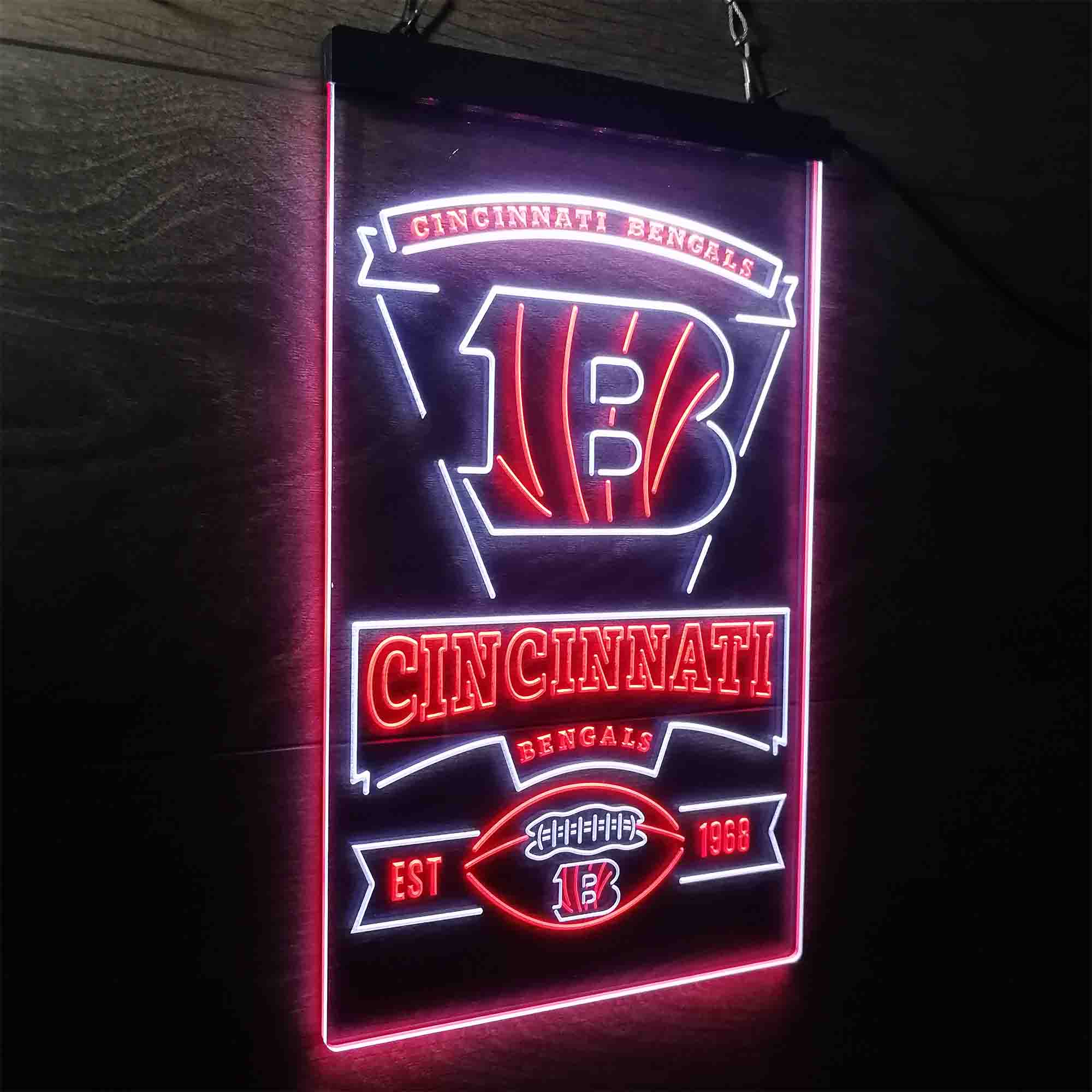 Cincinnati Bengals Est. 1968 Neon-Like Led Light Sign