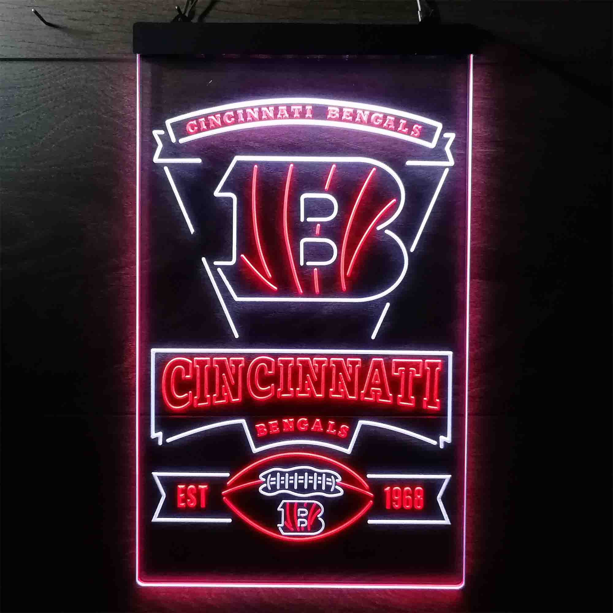 Cincinnati Bengals Est. 1968 Neon-Like Led Light Sign