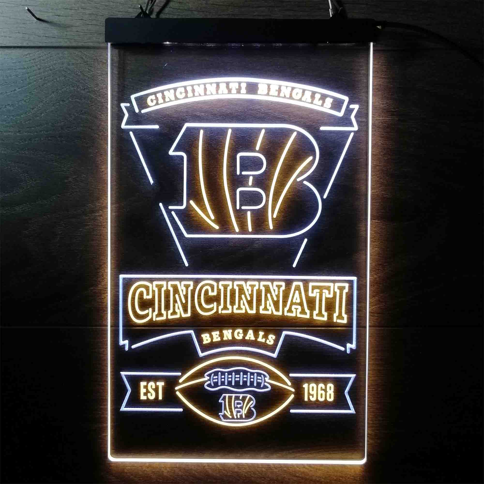 Cincinnati Bengals Est. 1968 Neon-Like Led Light Sign