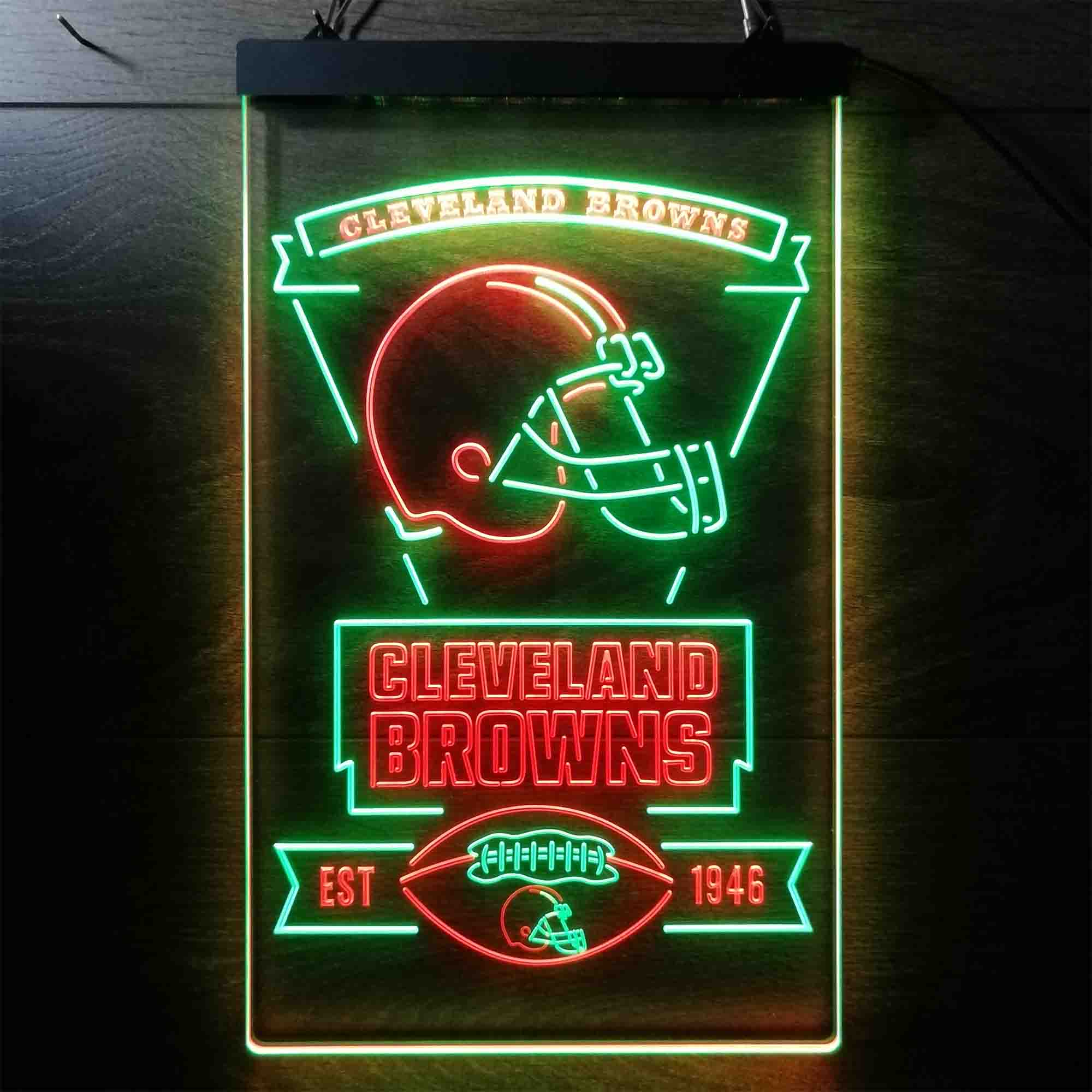 Cleveland Browns Est. 1946 Dual Color LED Neon Sign ProLedSign