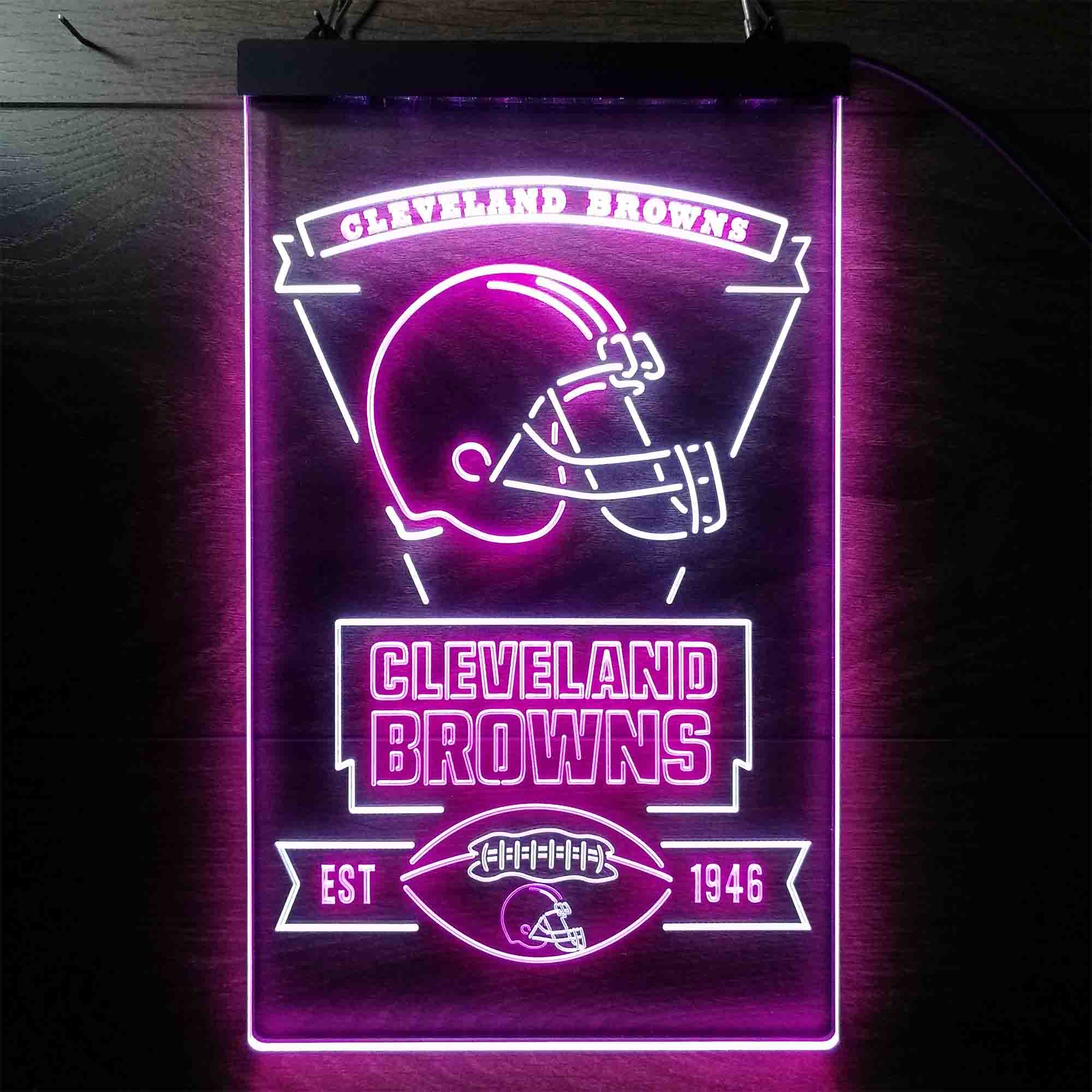 Cleveland Browns Est. 1946 Dual Color LED Neon Sign ProLedSign