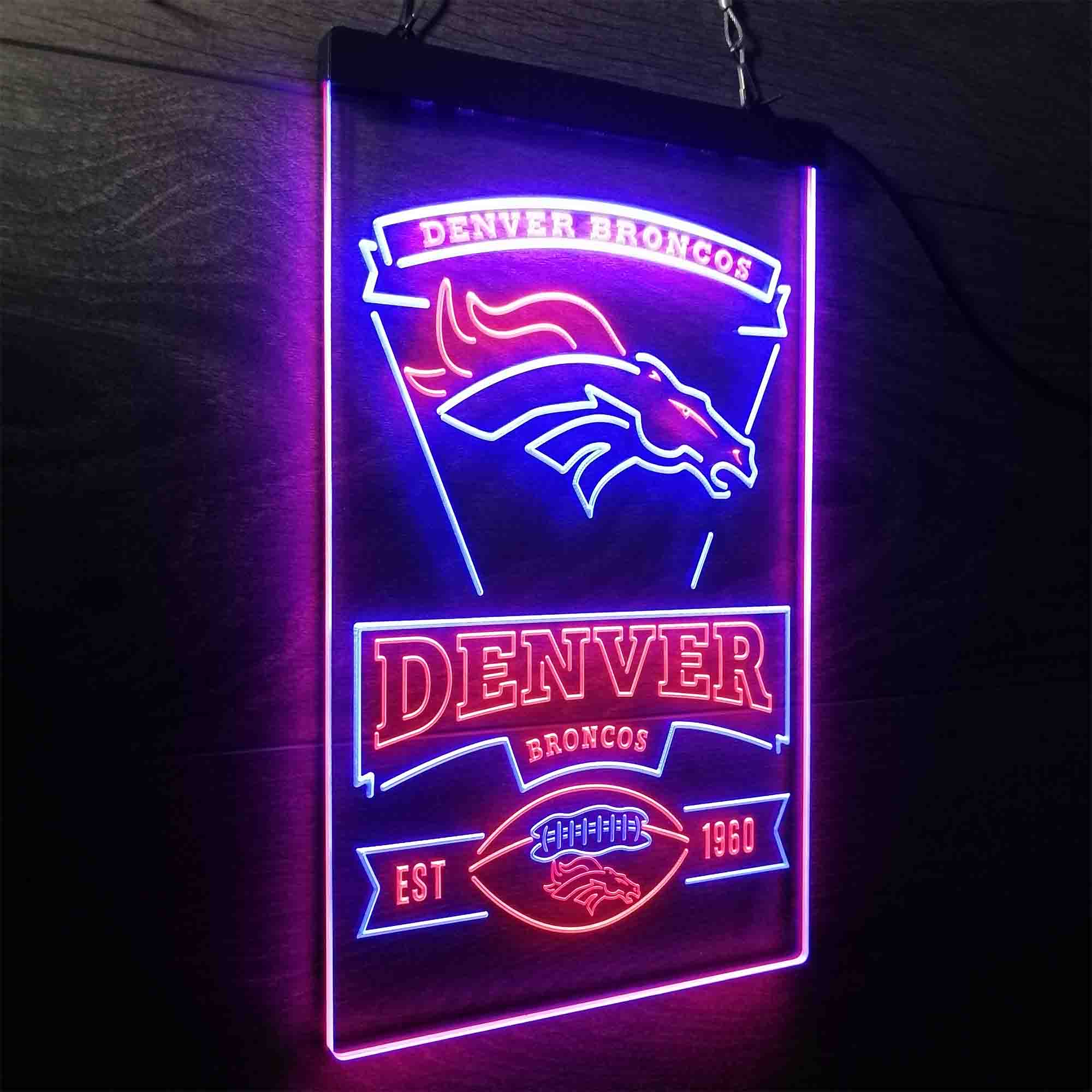 Denver Broncos Est. 1960 Neon-Like Led Light Sign