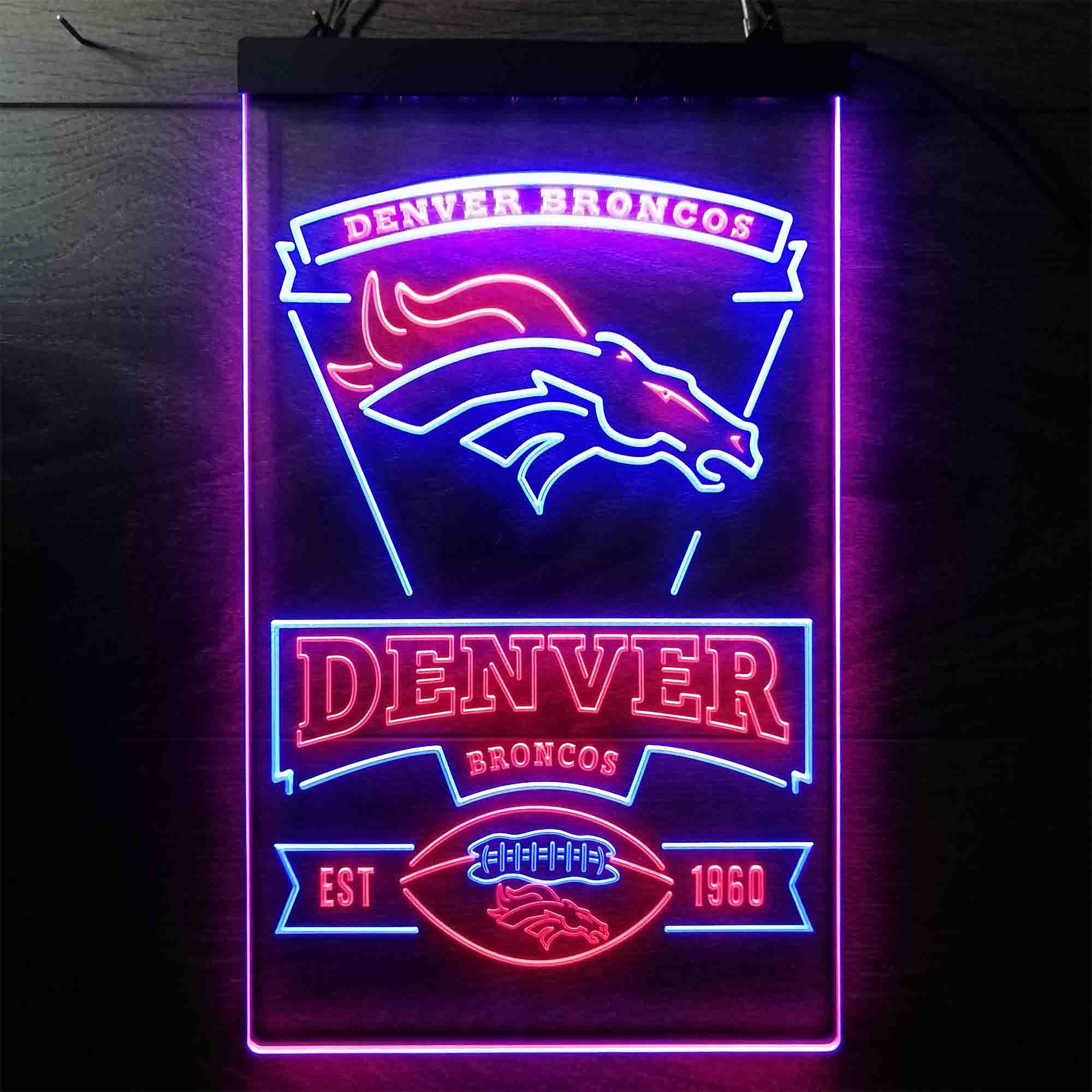 Denver Broncos Est. 1960 Neon-Like Led Light Sign