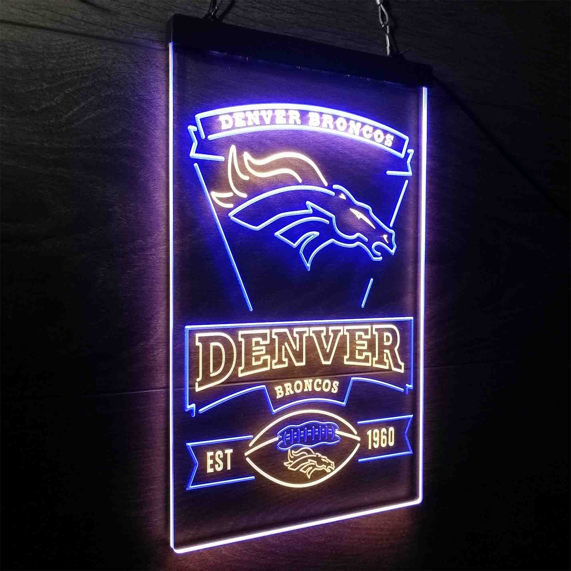 Denver Broncos Est. 1960 Neon-Like Led Light Sign