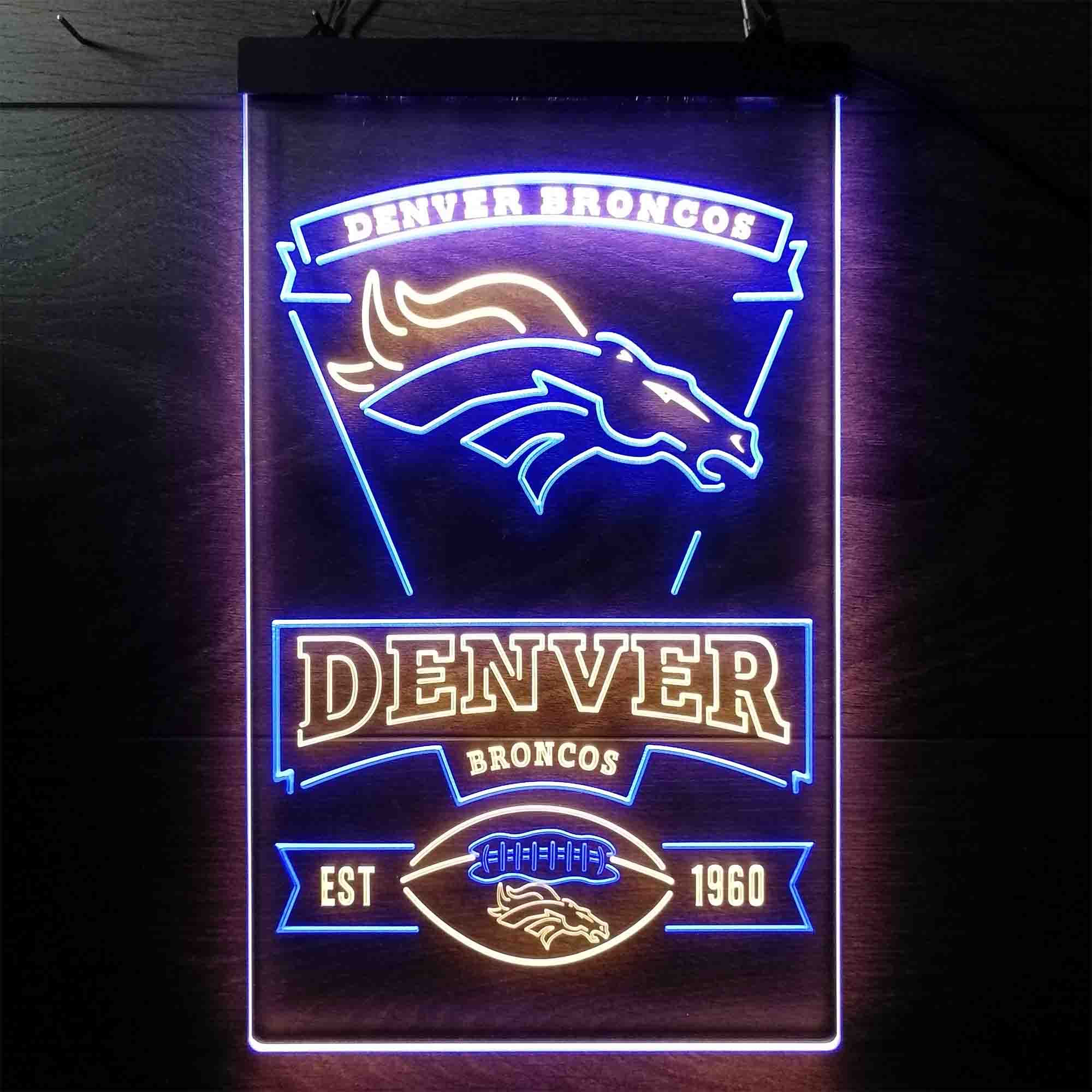 Denver Broncos Est. 1960 Neon-Like Led Light Sign