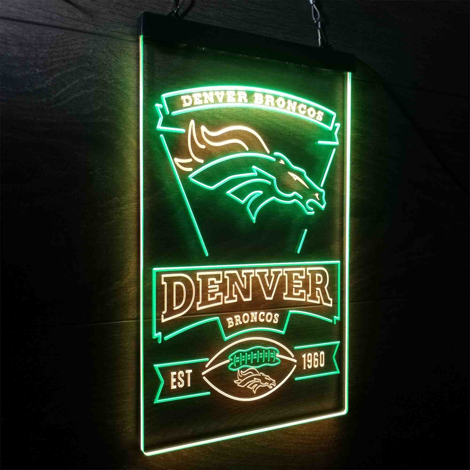 Denver Broncos Est. 1960 Neon-Like Led Light Sign