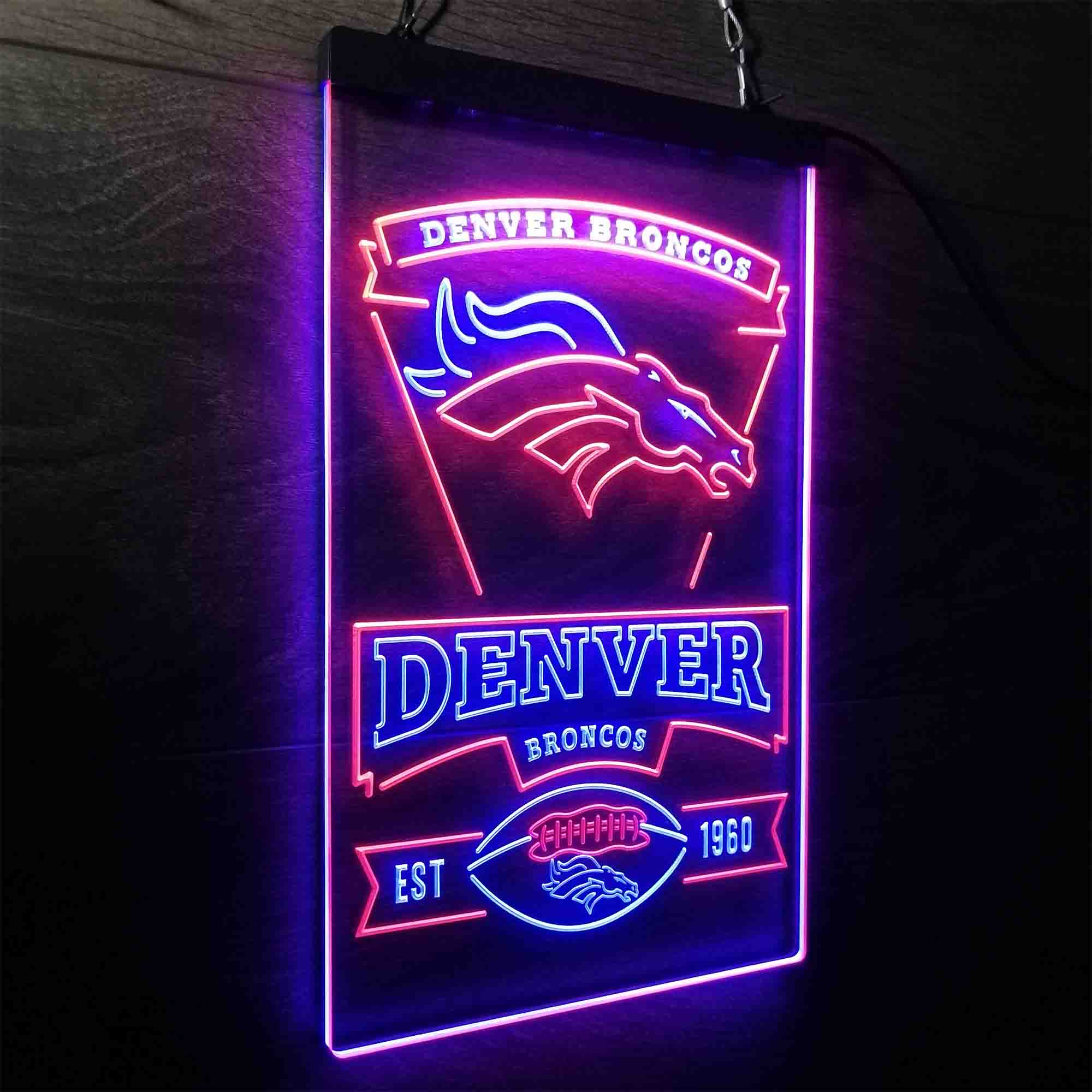 Denver Broncos Est. 1960 Neon-Like Led Light Sign