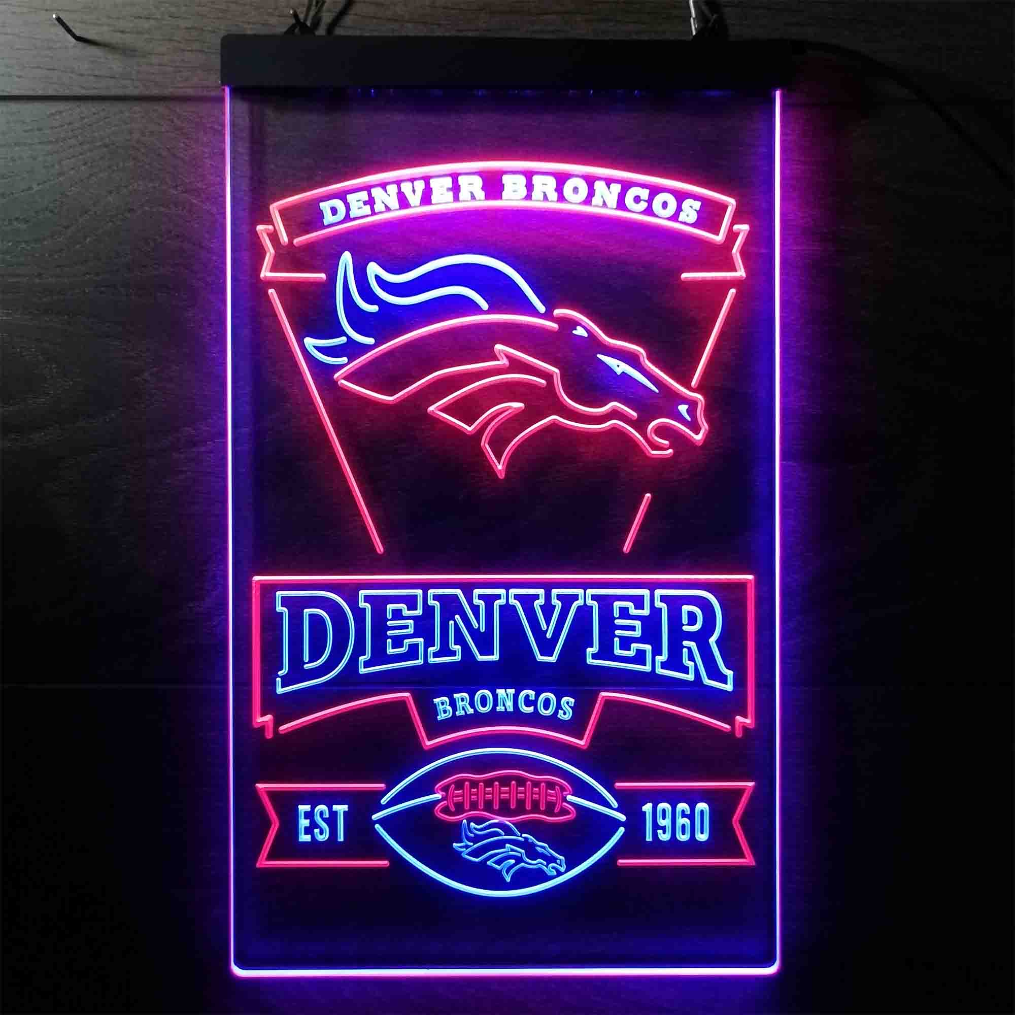 Denver Broncos Est. 1960 Neon-Like Led Light Sign