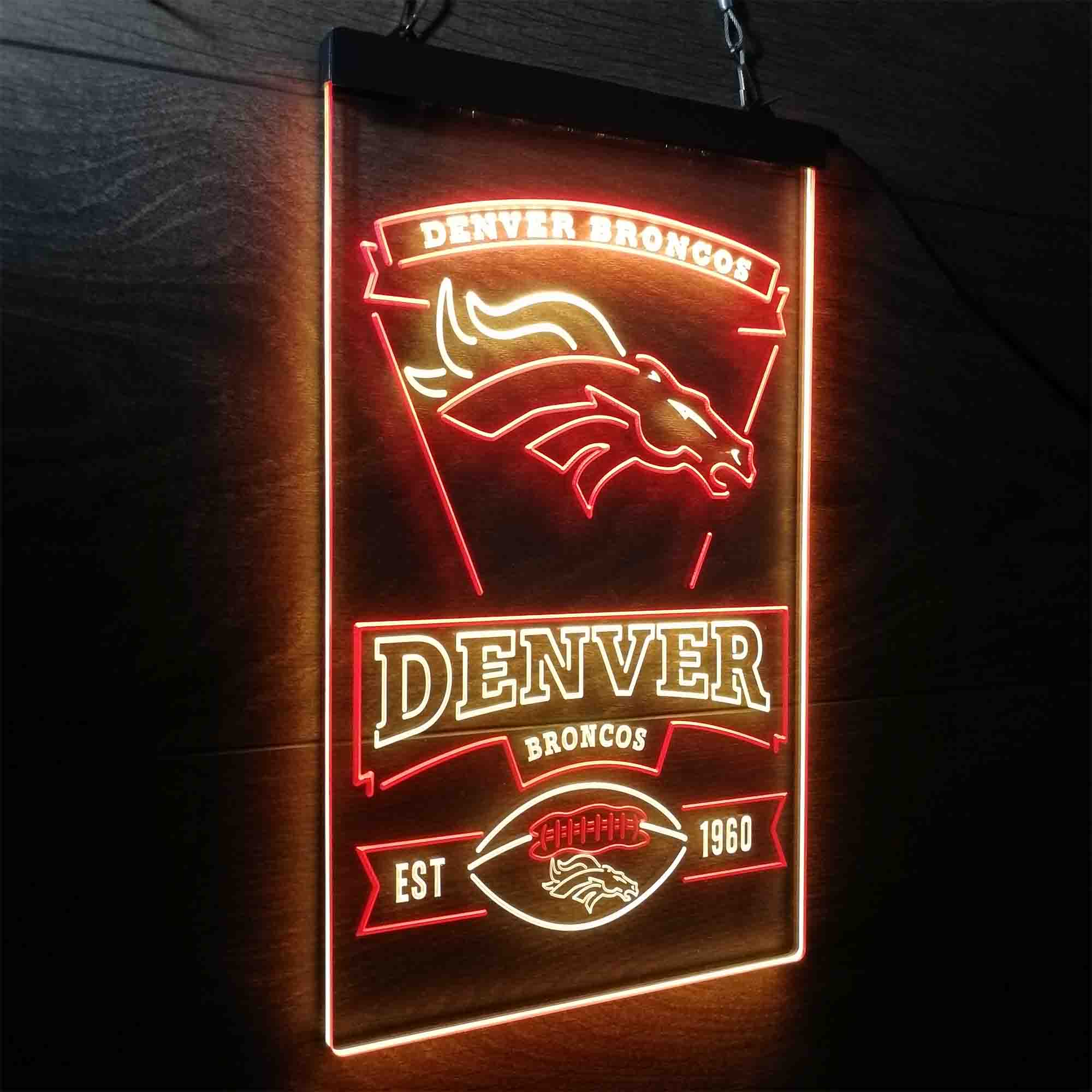 Denver Broncos Est. 1960 Neon-Like Led Light Sign