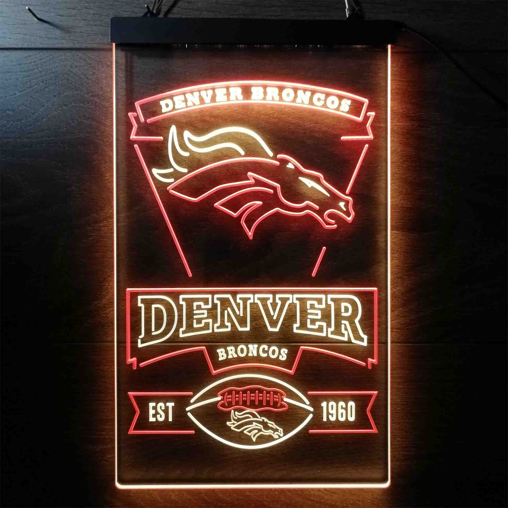 Denver Broncos Est. 1960 Neon-Like Led Light Sign