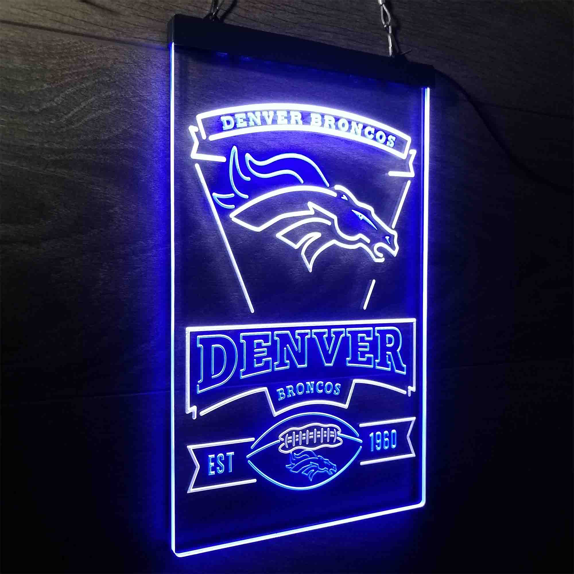 Denver Broncos Est. 1960 Neon-Like Led Light Sign