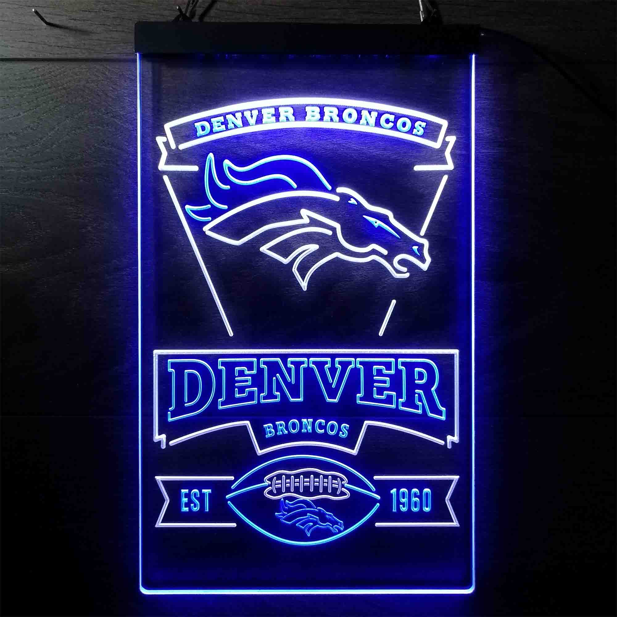 Denver Broncos Est. 1960 Neon-Like Led Light Sign