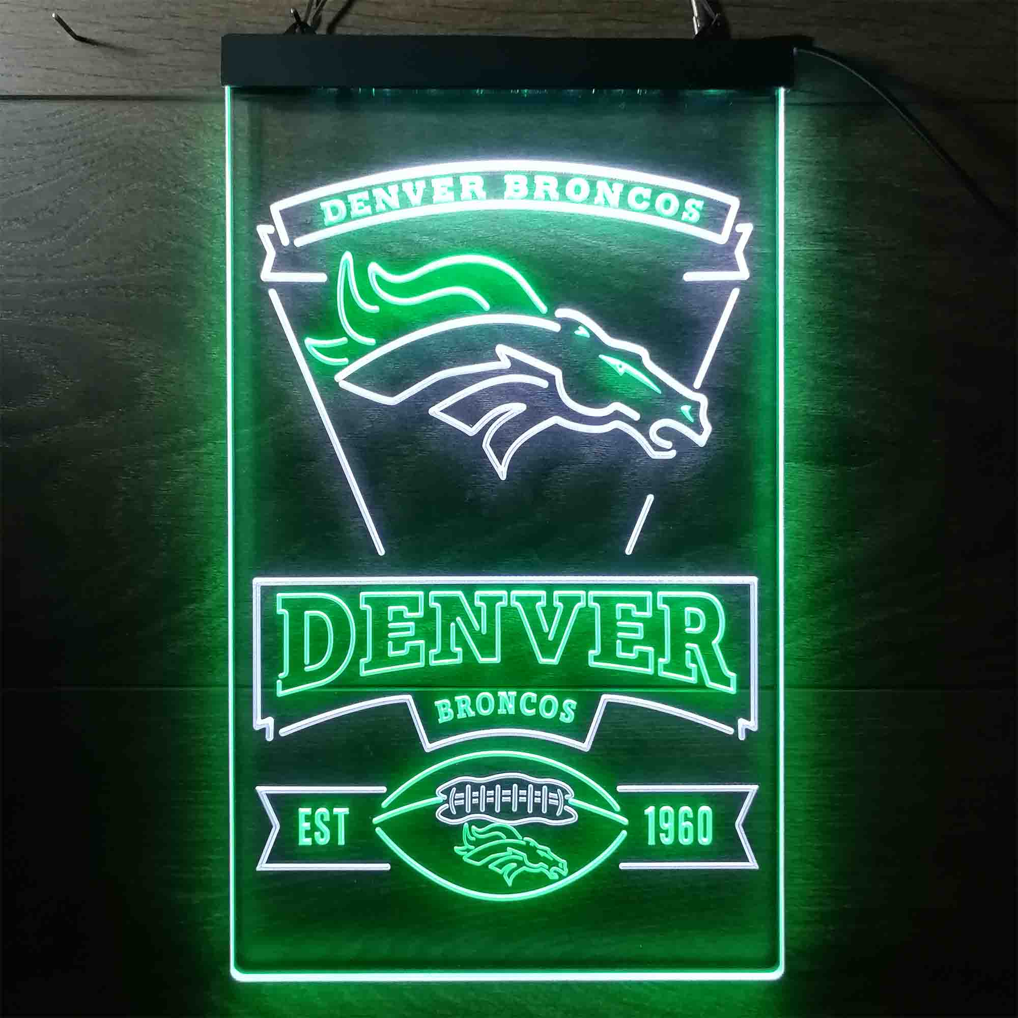 Denver Broncos Est. 1960 Neon-Like Led Light Sign