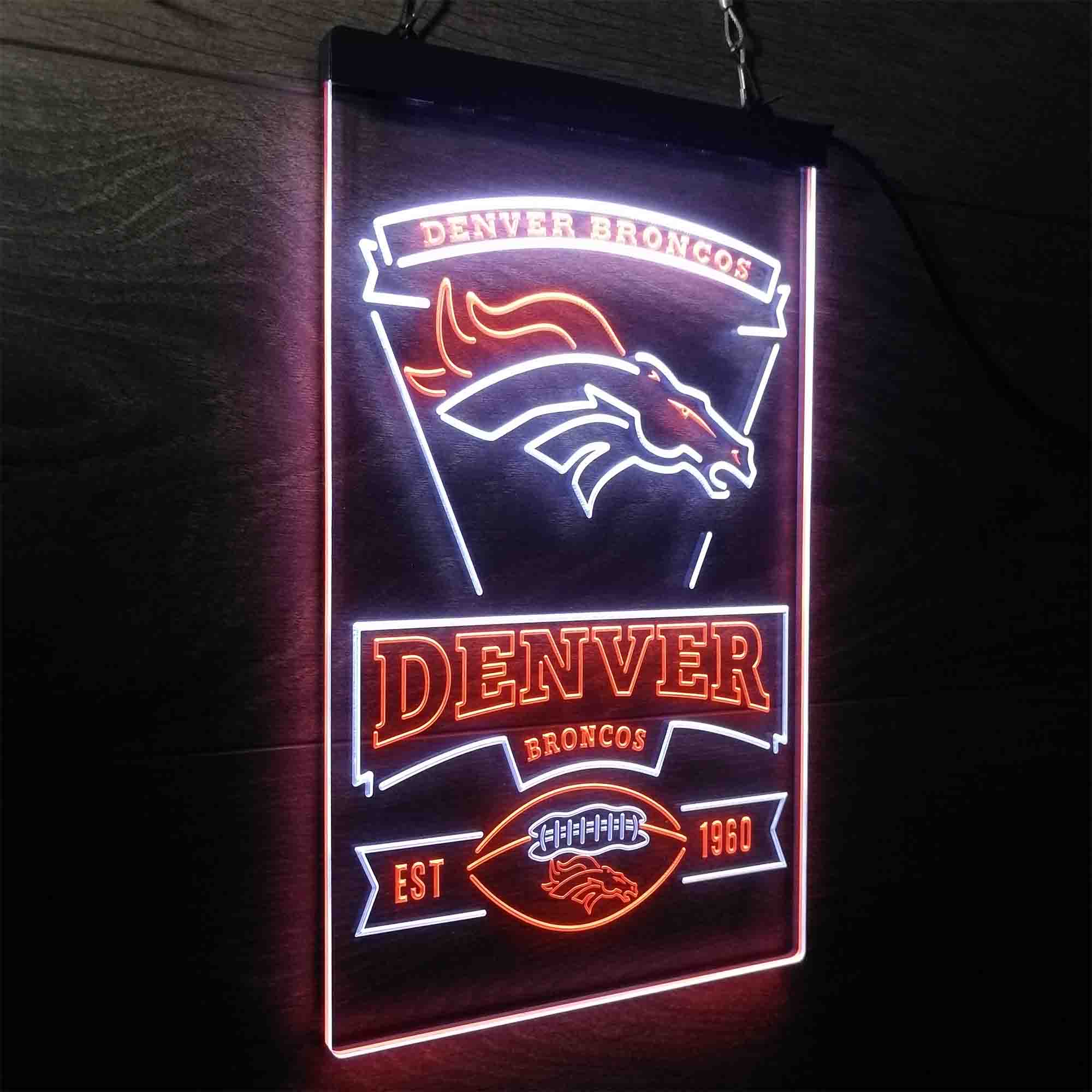 Denver Broncos Est. 1960 Neon-Like Led Light Sign