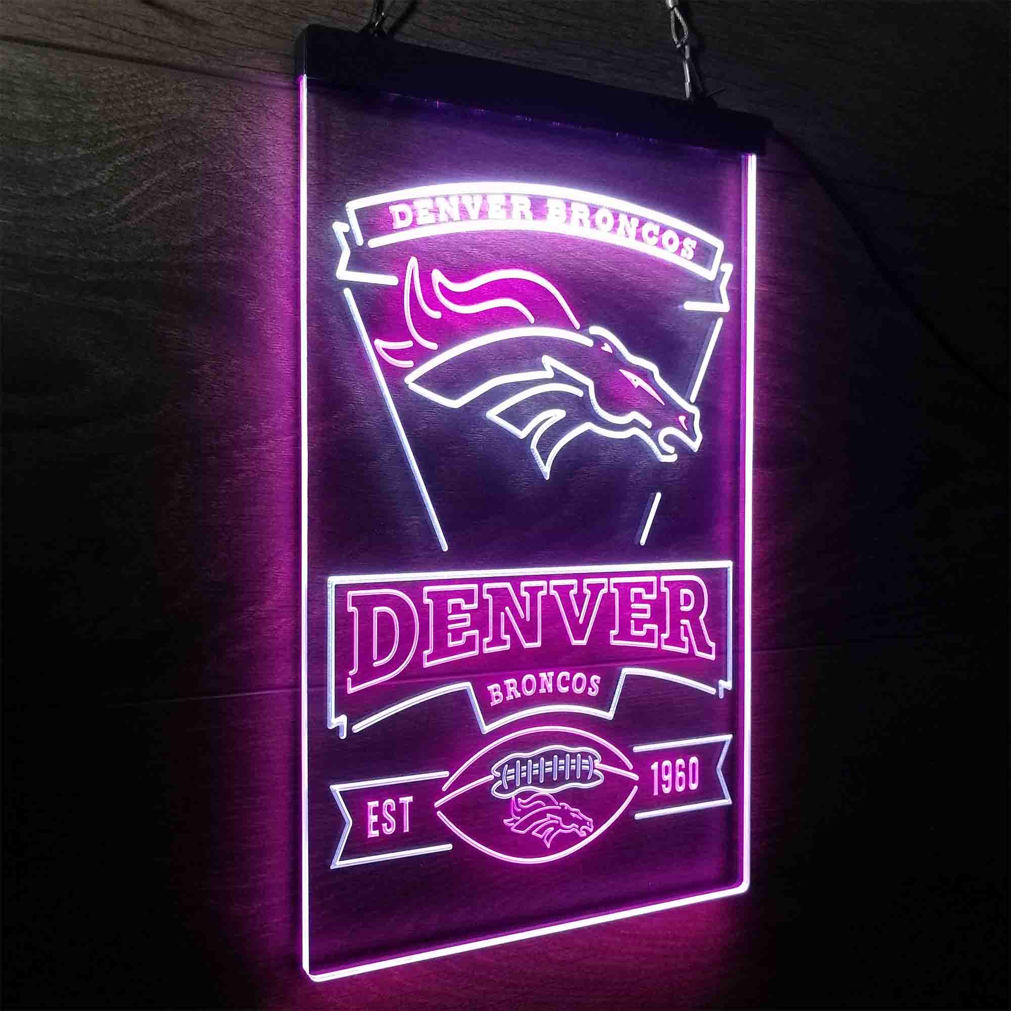 Denver Broncos Est. 1960 Neon-Like Led Light Sign