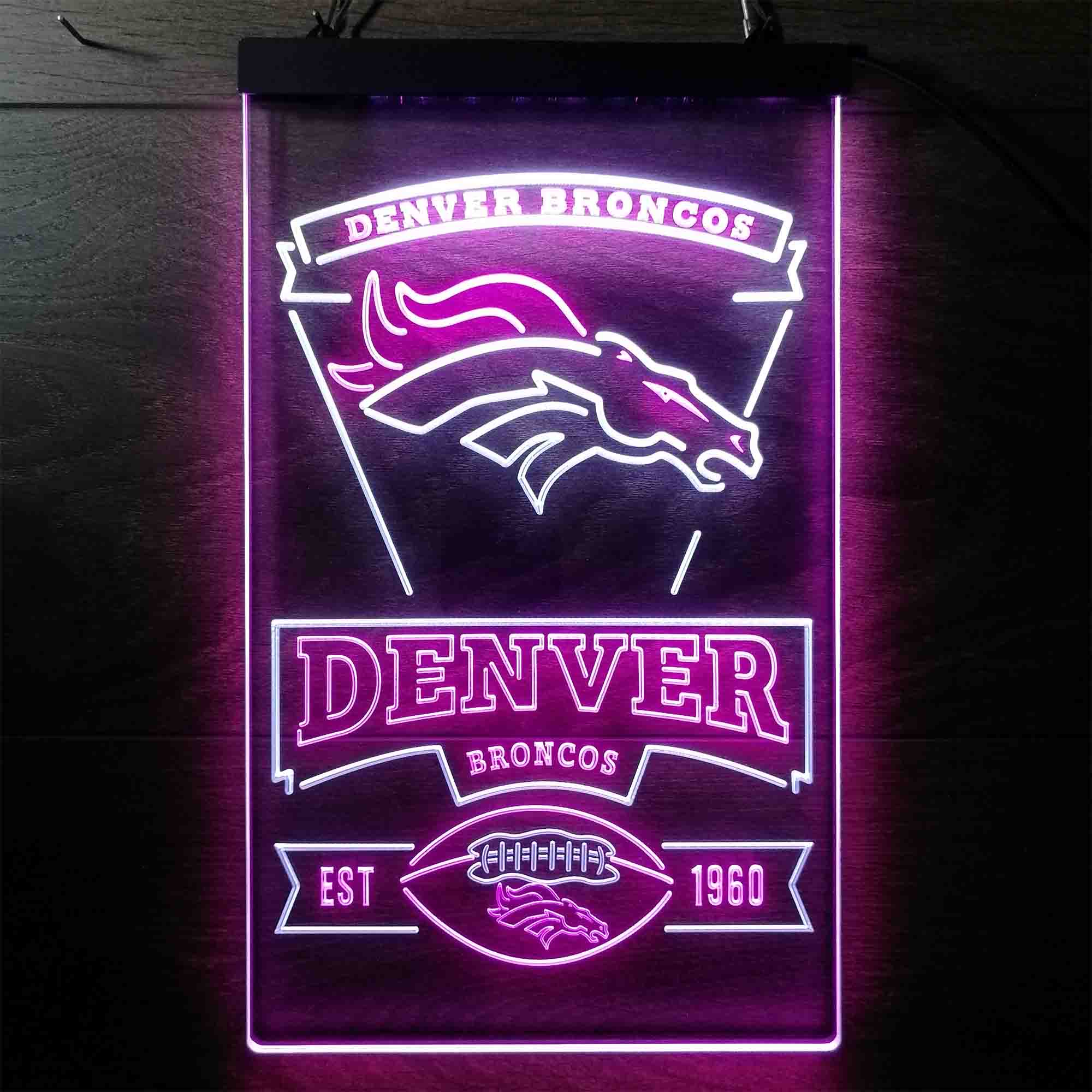 Denver Broncos Est. 1960 Neon-Like Led Light Sign