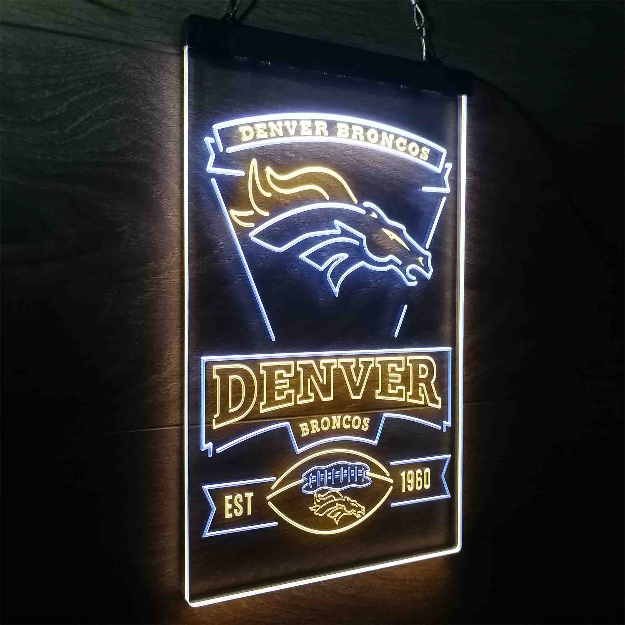 Denver Broncos Est. 1960 Neon-Like Led Light Sign