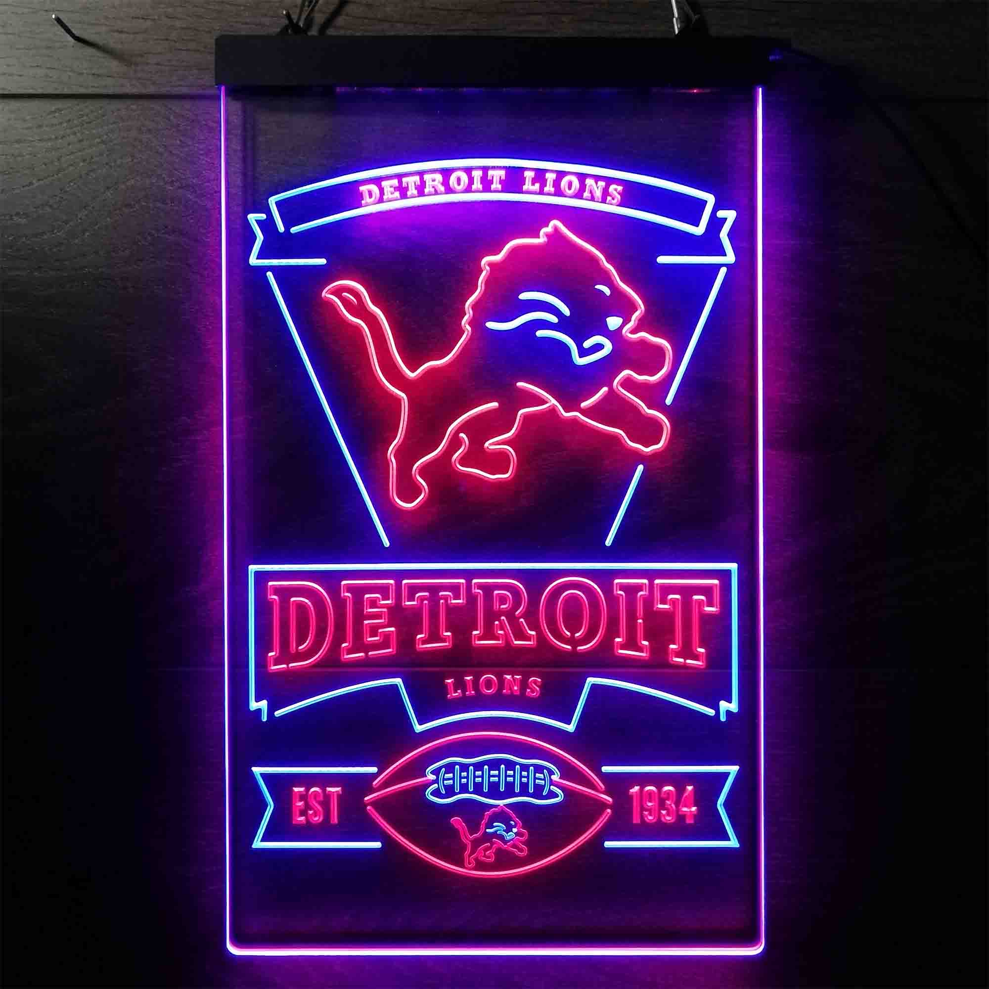 Detroit Lions Est. 1934 Neon-Like LED Light Sign