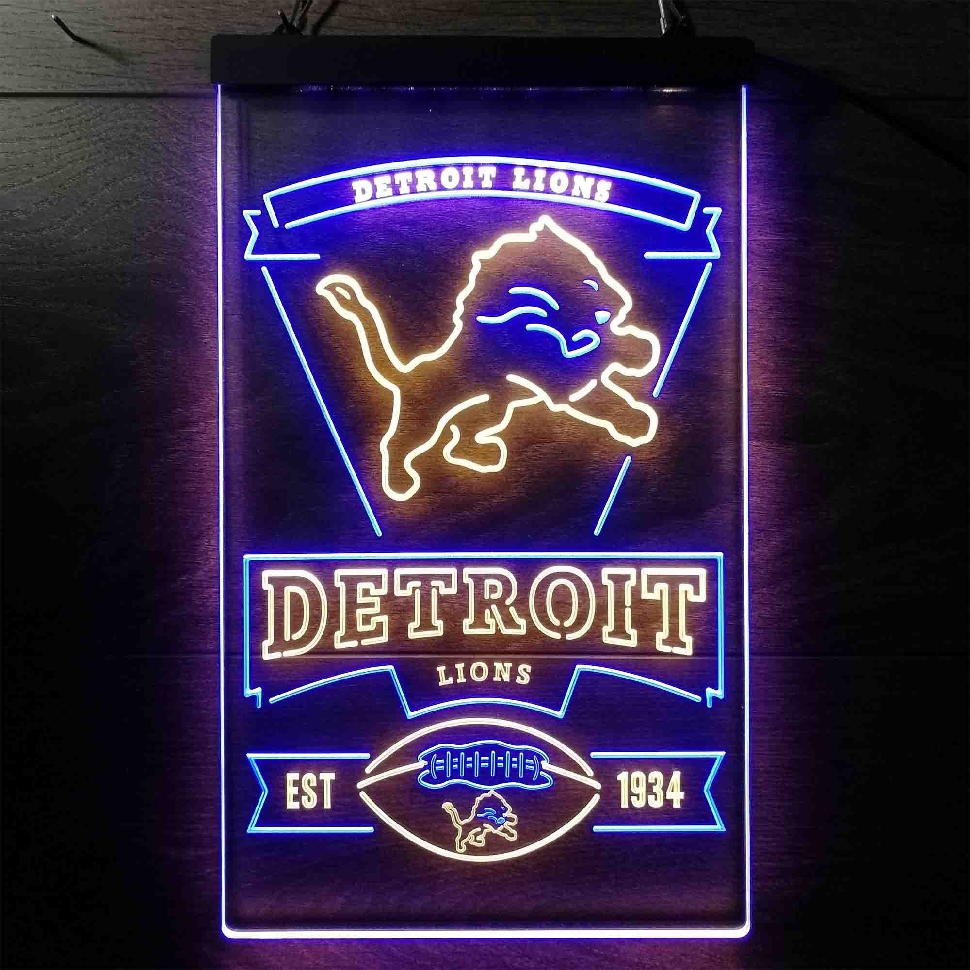 Detroit Lions Est. 1934 Neon-Like LED Light Sign