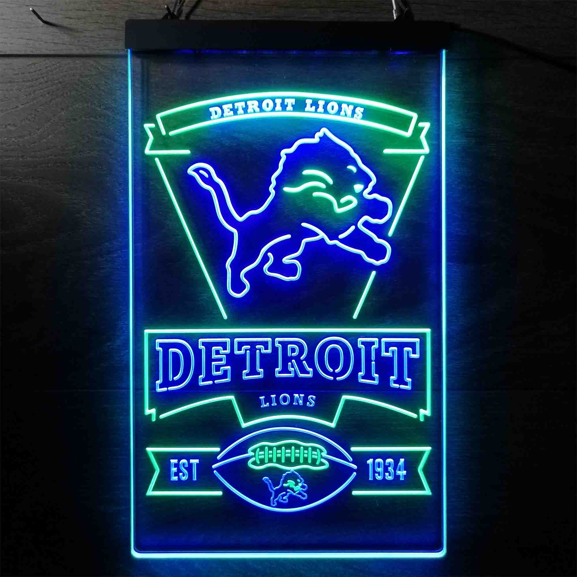 Detroit Lions Est. 1934 Neon-Like LED Light Sign