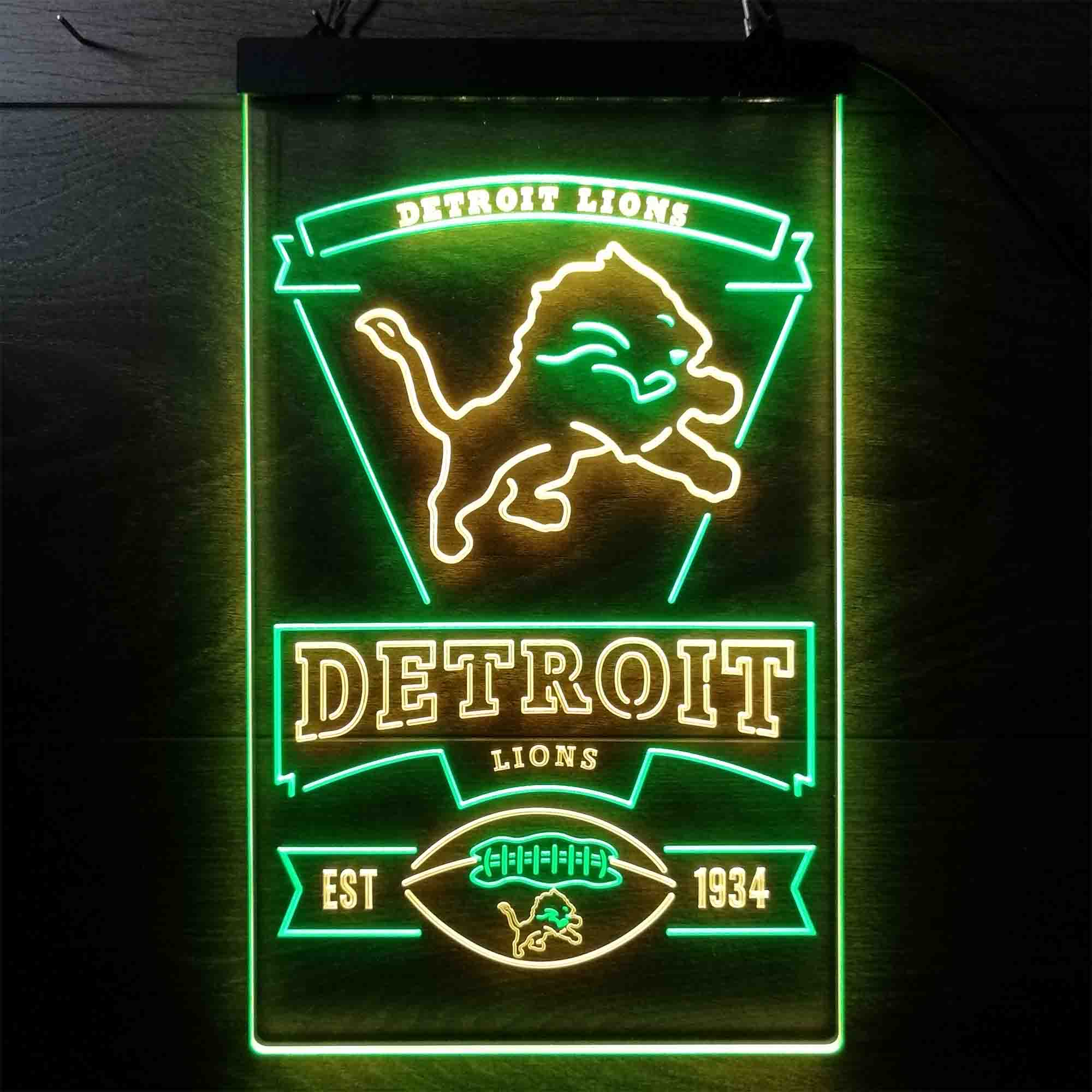 Detroit Lions Est. 1934 Neon-Like LED Light Sign