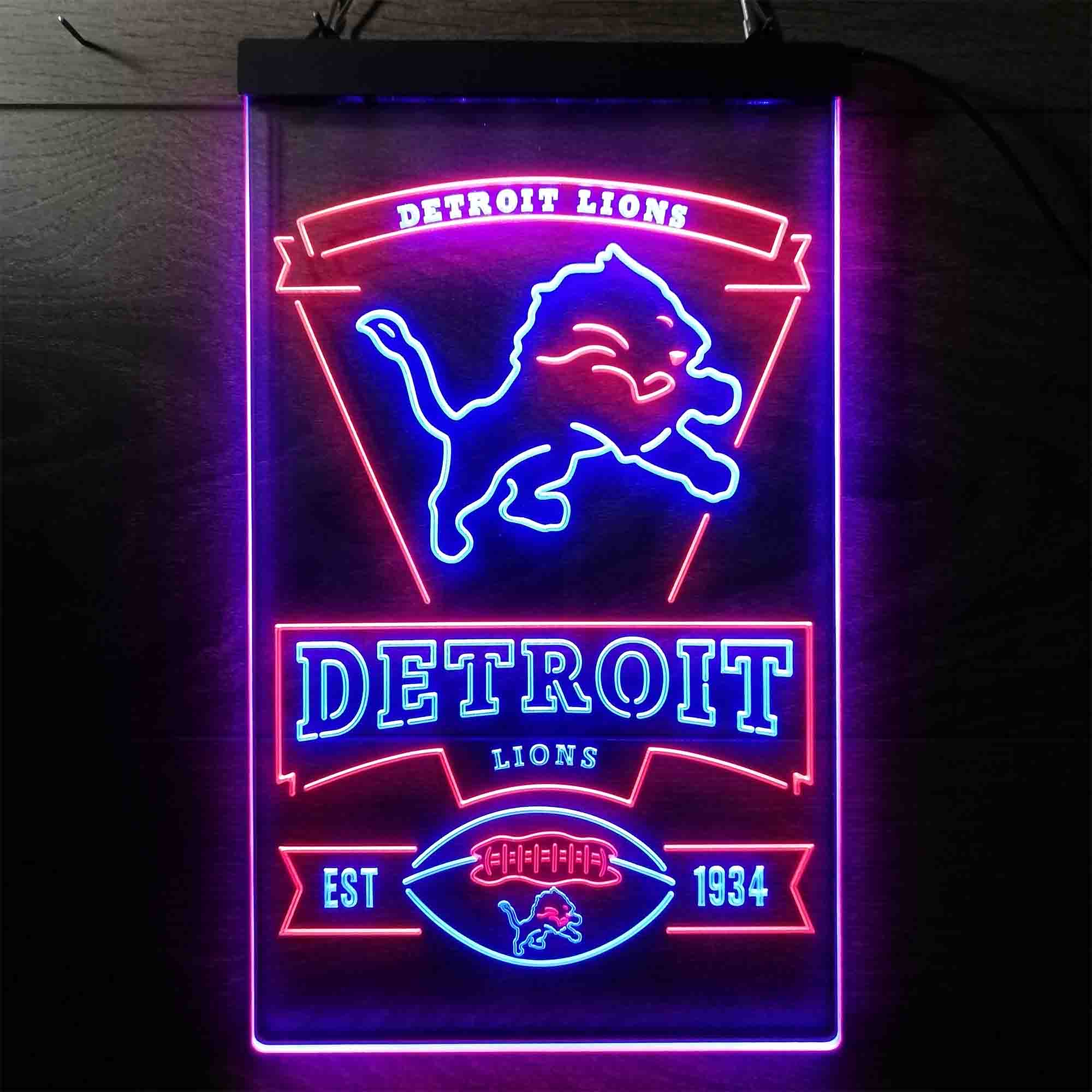 Detroit Lions Est. 1934 Neon-Like LED Light Sign