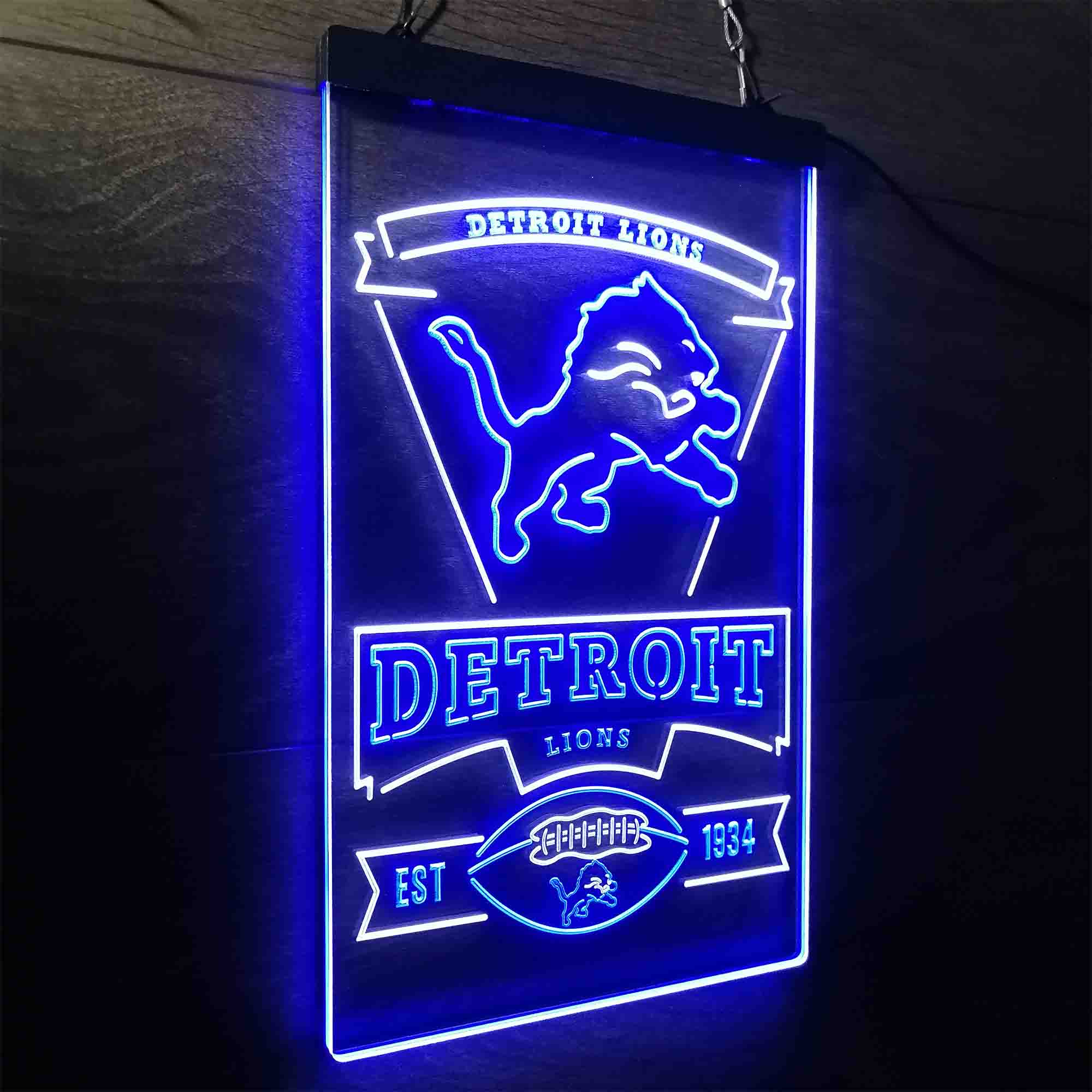 Detroit Lions Est. 1934 Neon-Like LED Light Sign