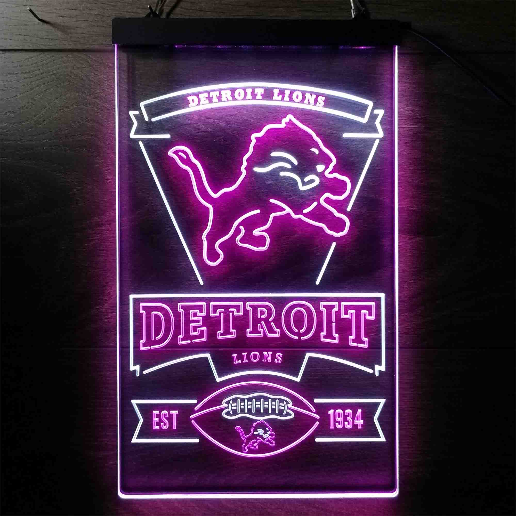 Detroit Lions Est. 1934 Neon-Like LED Light Sign