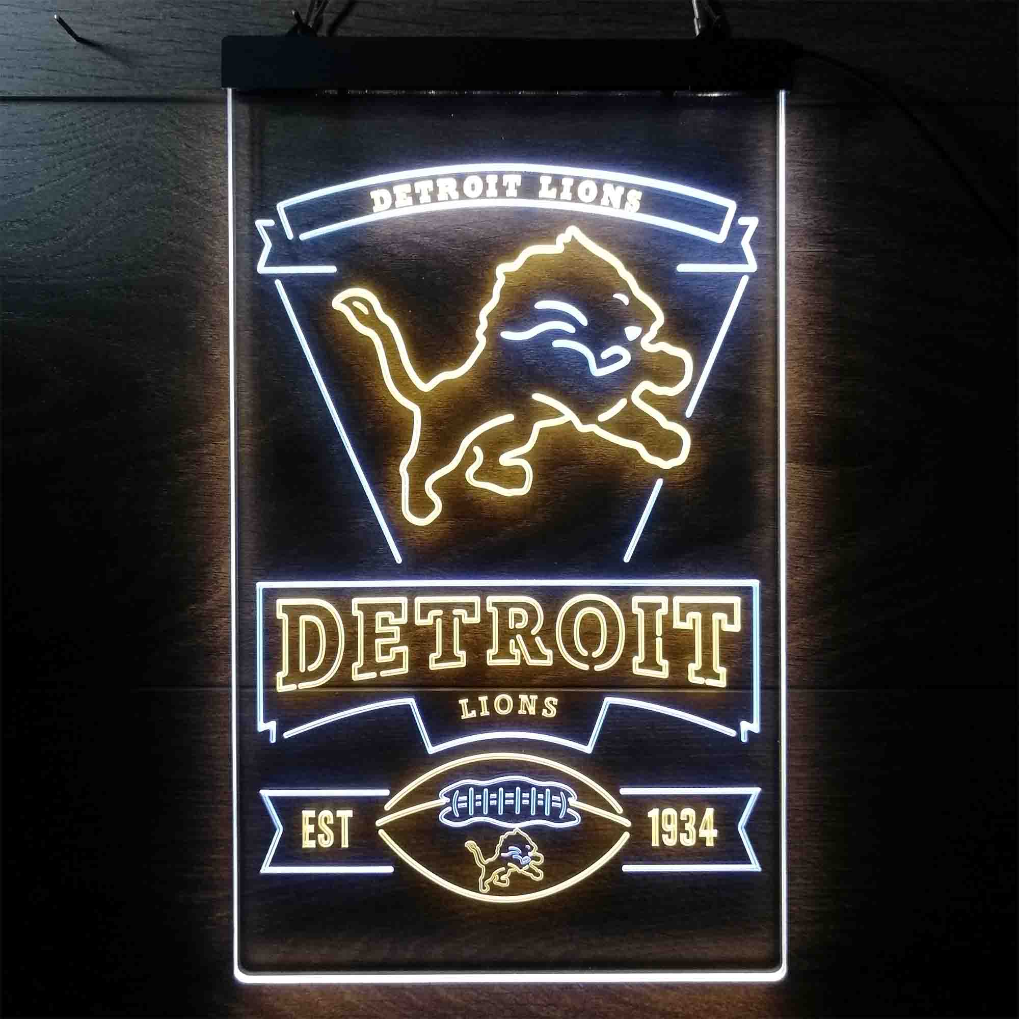 Detroit Lions Est. 1934 Neon-Like LED Light Sign